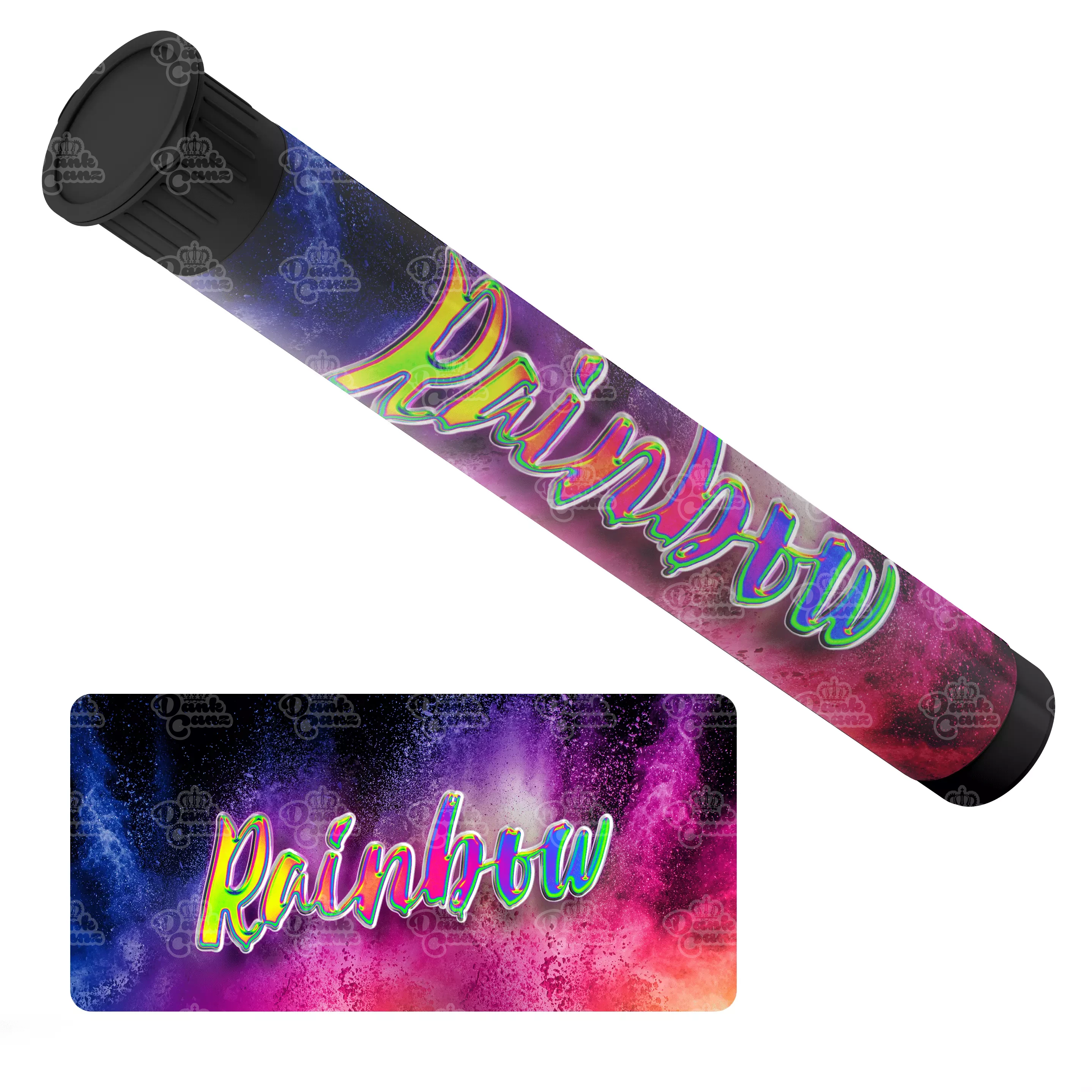 Rainbow Pre Roll Tubes - Labelled - DC Packaging Custom Cannabis Packaging