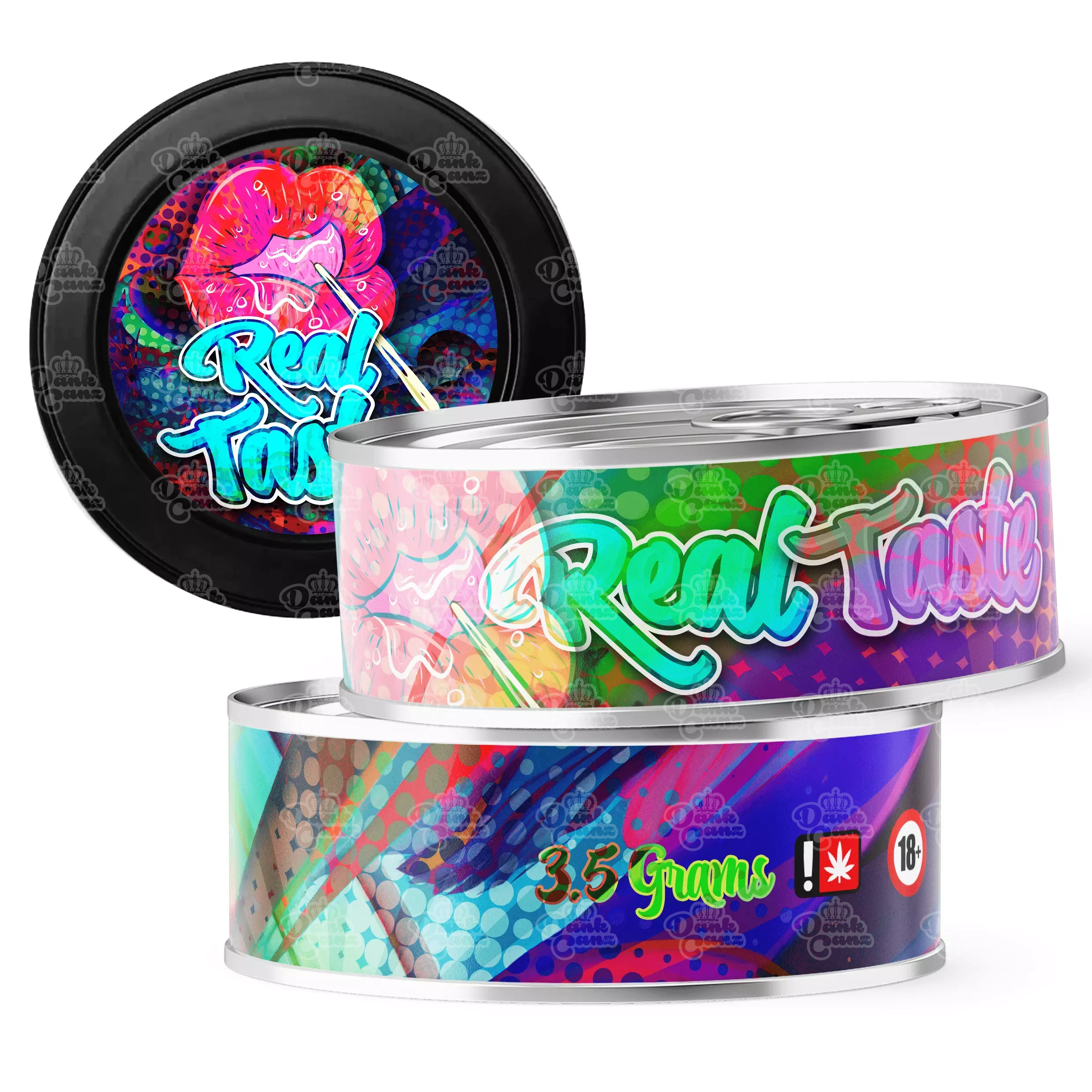 Real Taste 3.5g Self Seal Tins - DC Packaging Custom Cannabis Packaging