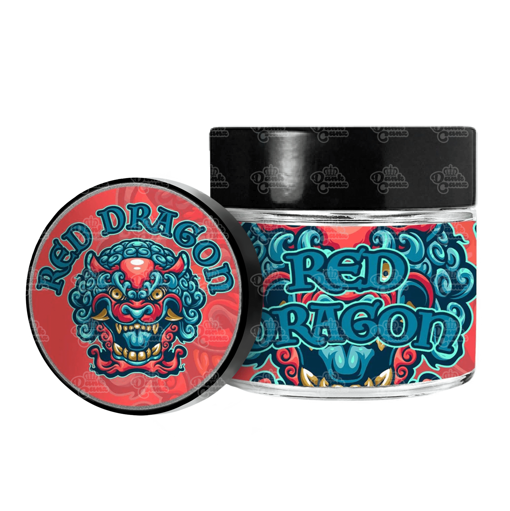 Red Dragon 3.5g/60ml Glass Jars - Labelled - DC Packaging Custom Cannabis Packaging