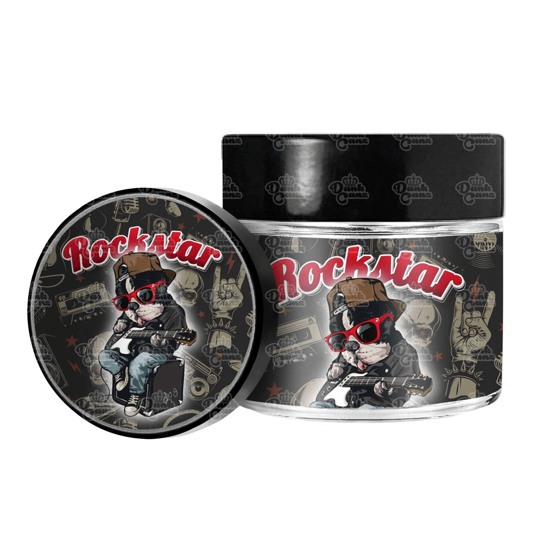 Rockstar 3.5g/60ml Glass Jars - Labelled - DC Packaging Custom Cannabis Packaging