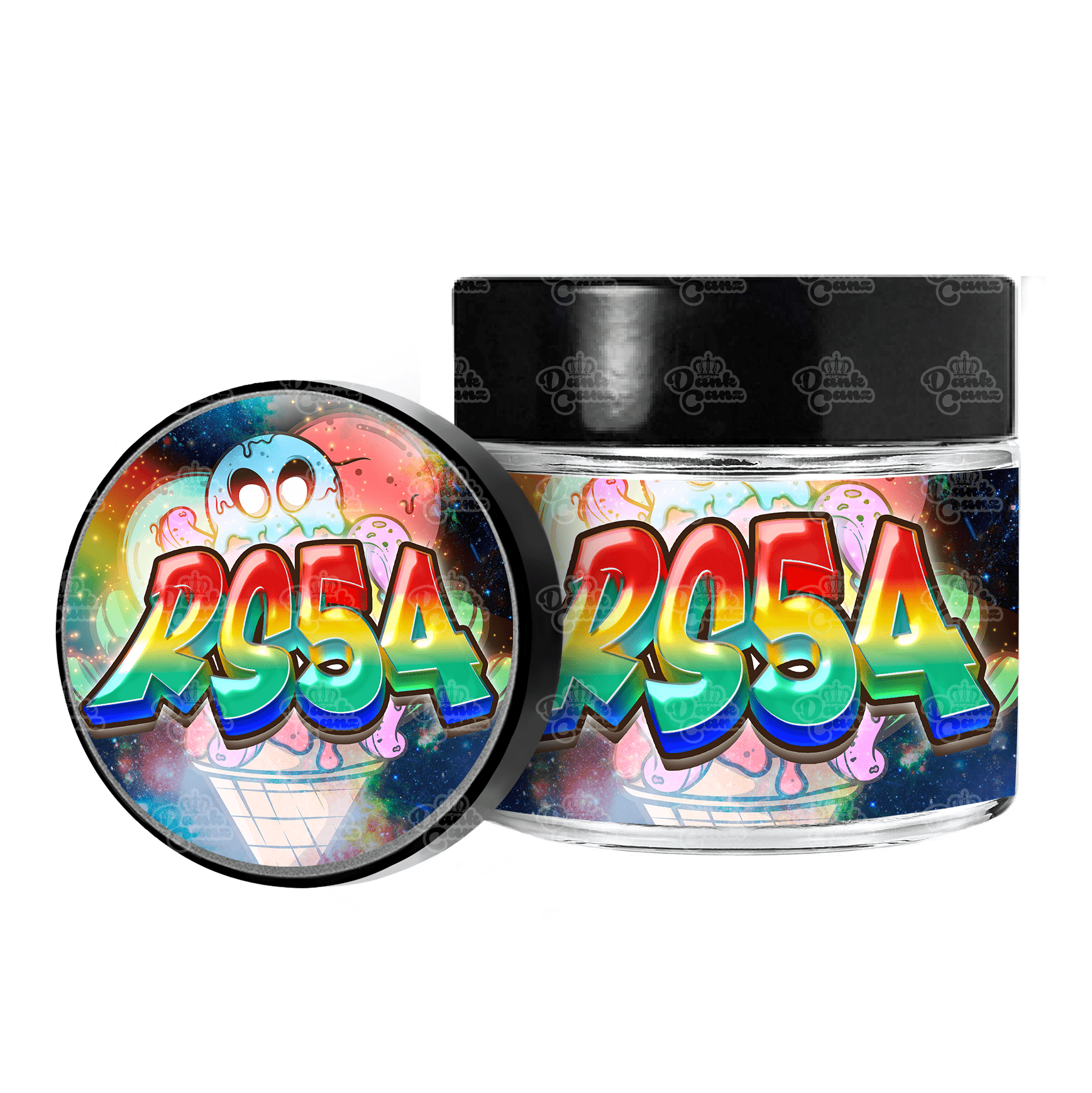 RS54 3.5g/60ml Glass Jars - Labelled - DC Packaging Custom Cannabis Packaging