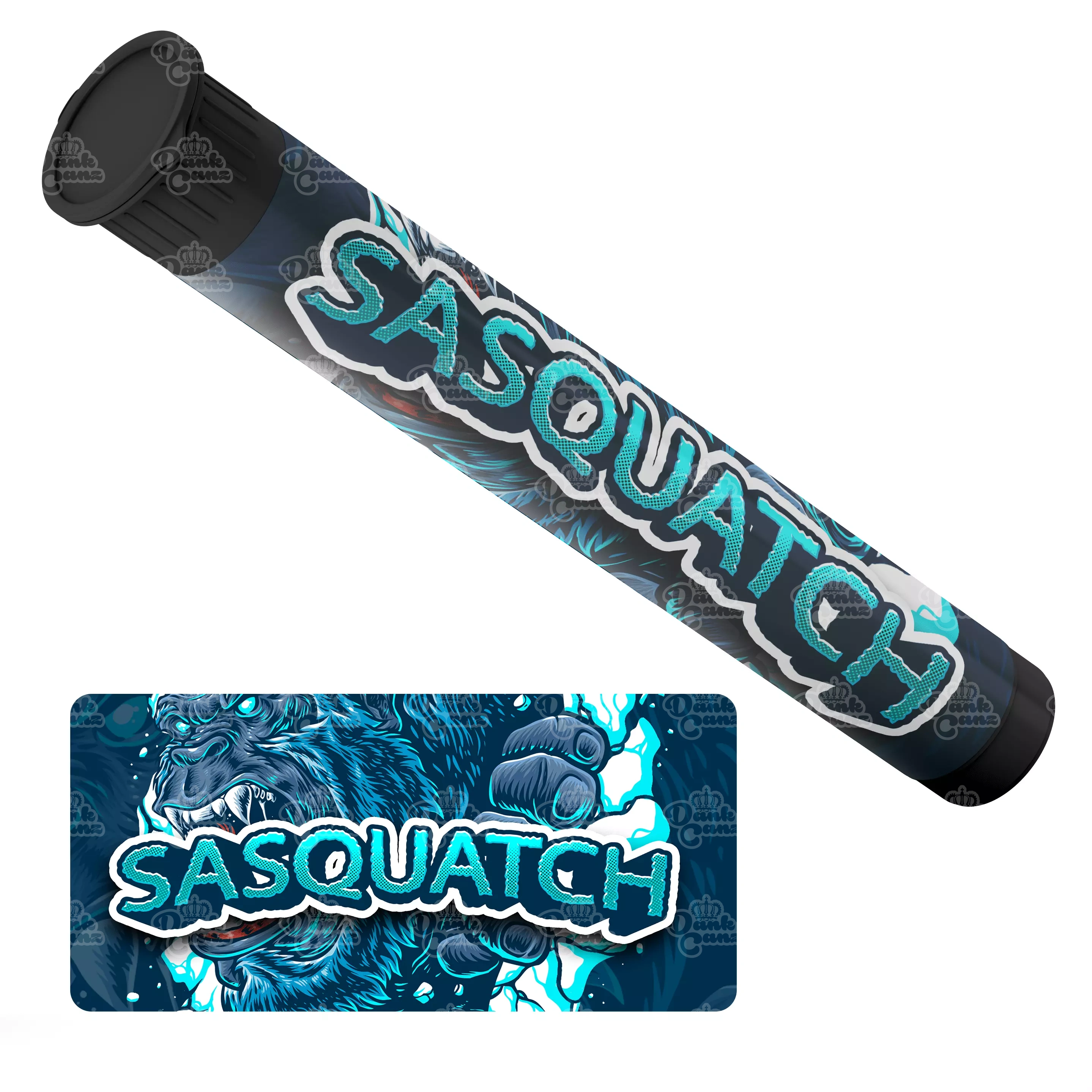 Sasquatch Pre Roll Tubes - Labelled - DC Packaging Custom Cannabis Packaging