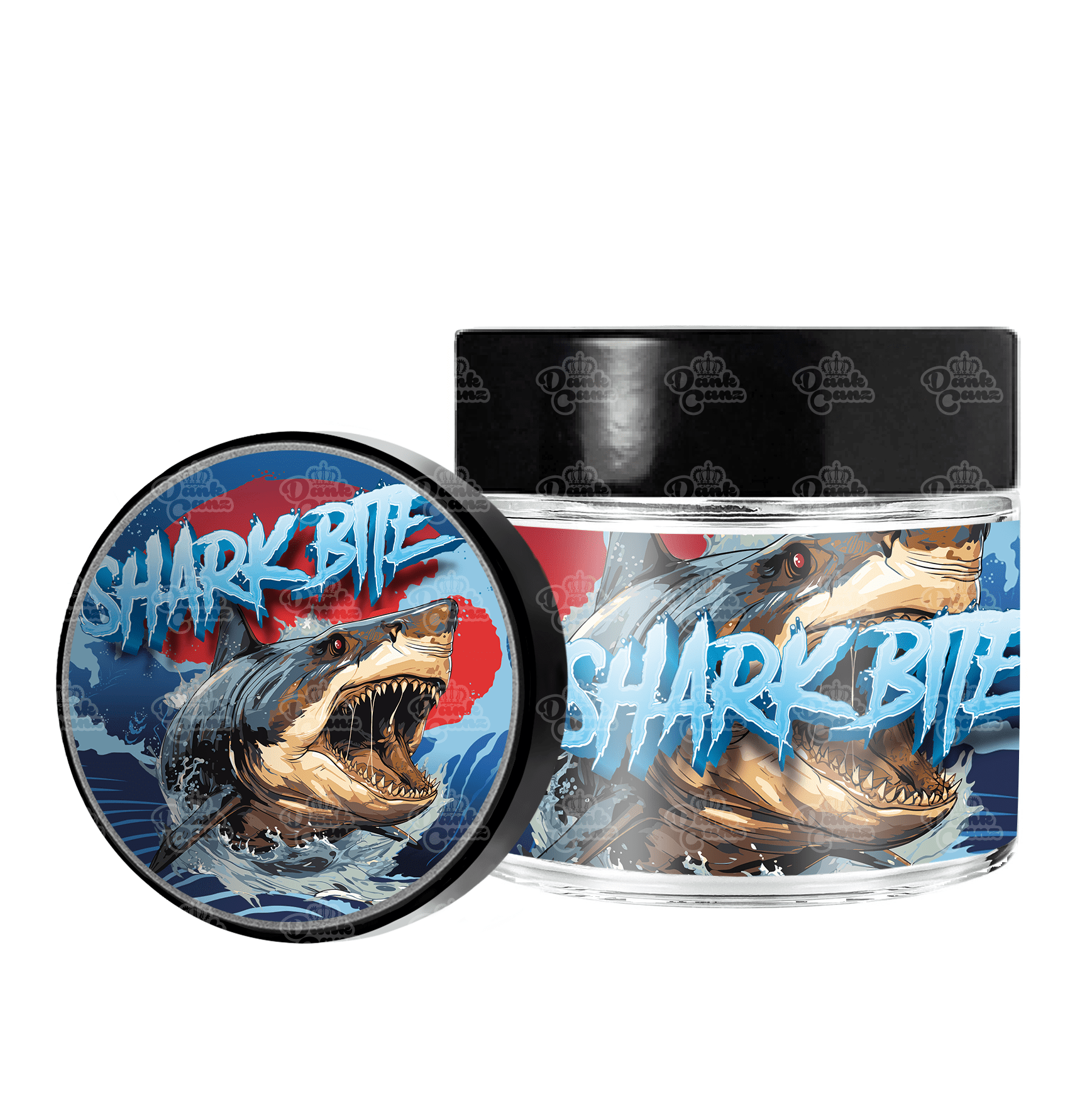 Shark Bite 3.5g/60ml Glass Jars - Labelled - DC Packaging Custom Cannabis Packaging