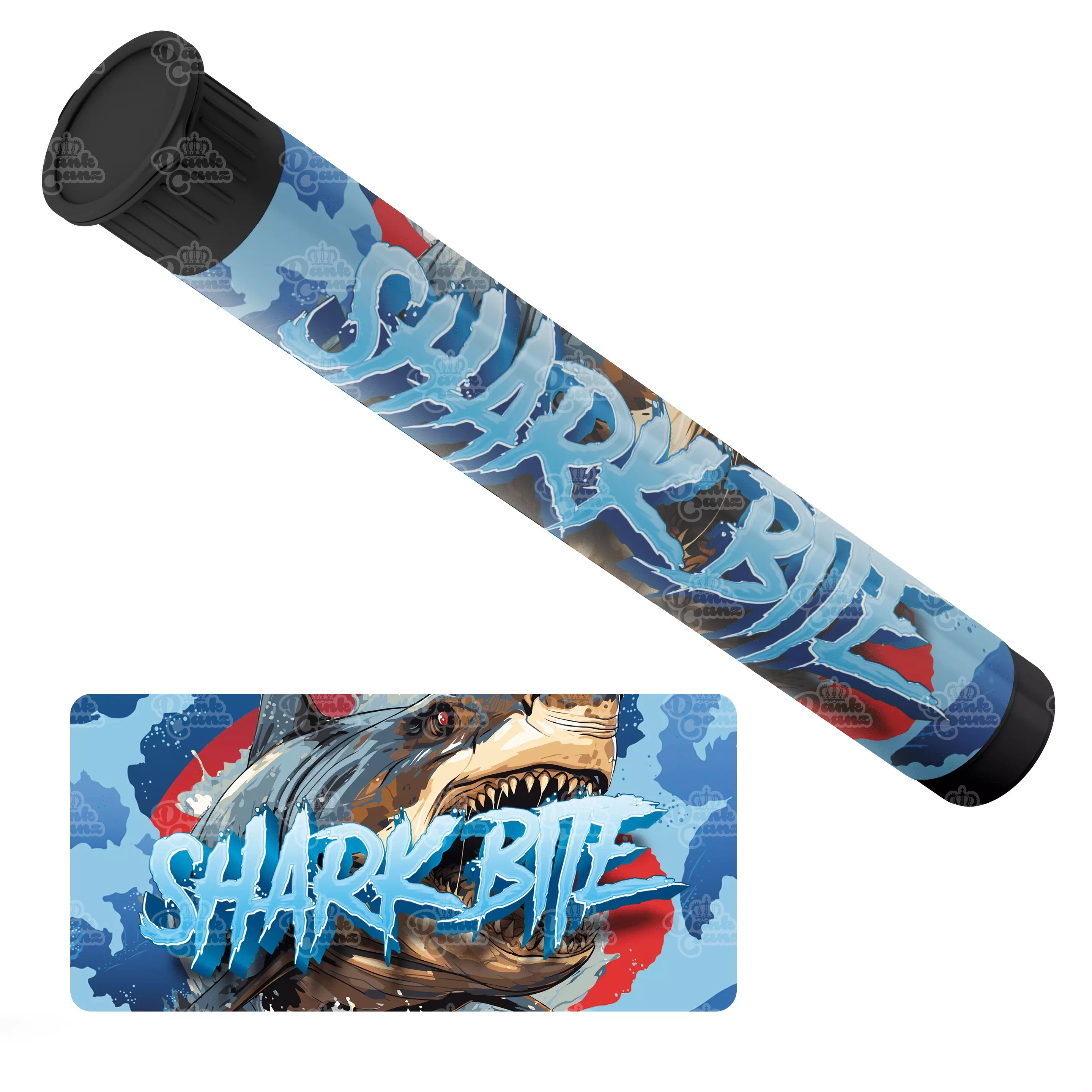 Shark Bite Pre Roll Tubes - Labelled - DC Packaging Custom Cannabis Packaging