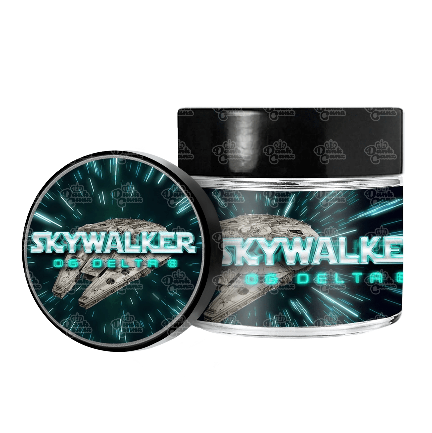 Skywalker OG Delta 8 3.5g Glass Jars - Labelled - DC Packaging Custom Cannabis Packaging