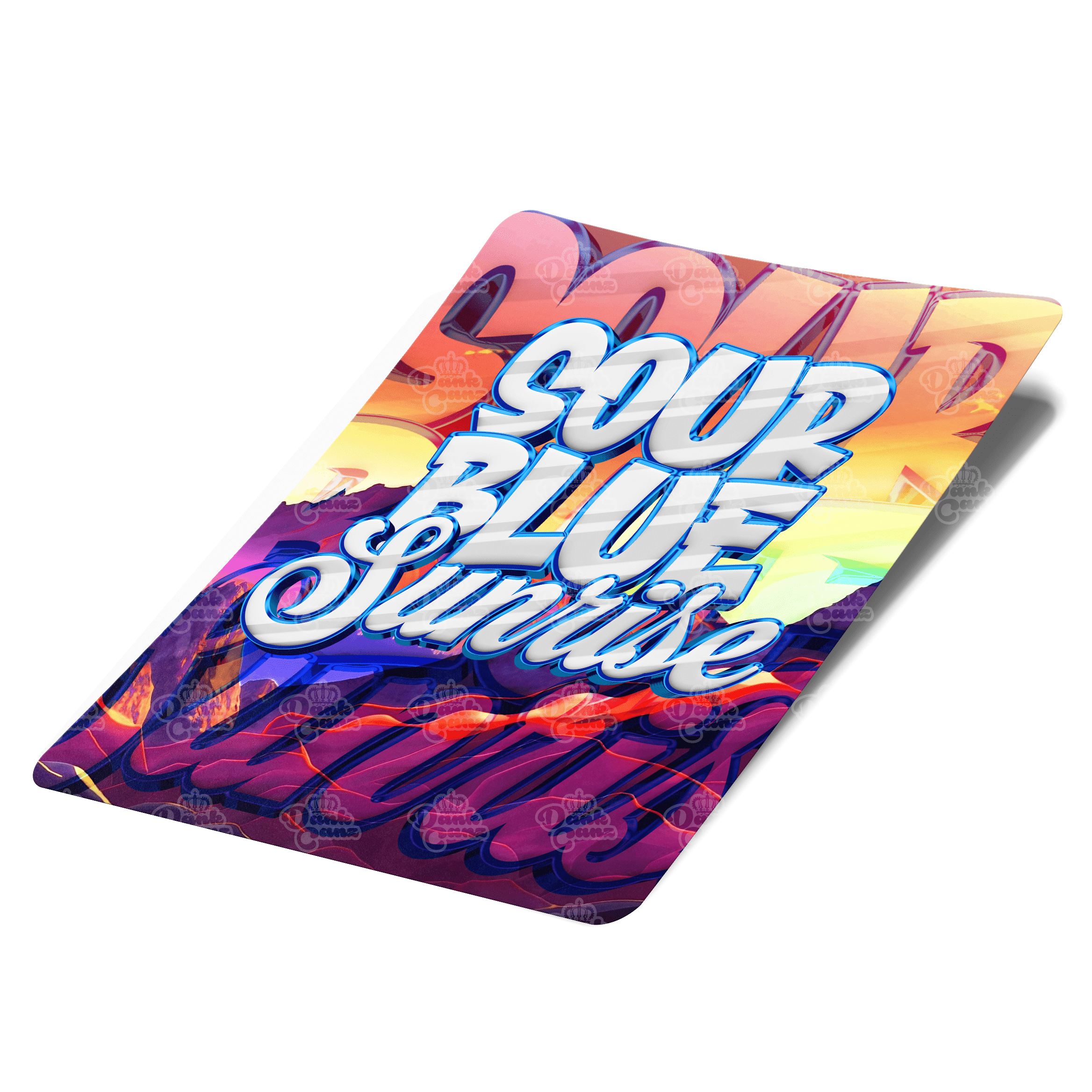 Sour Blue Sunrise Mylar Bag Labels - Labels only - DC Packaging Custom Cannabis Packaging