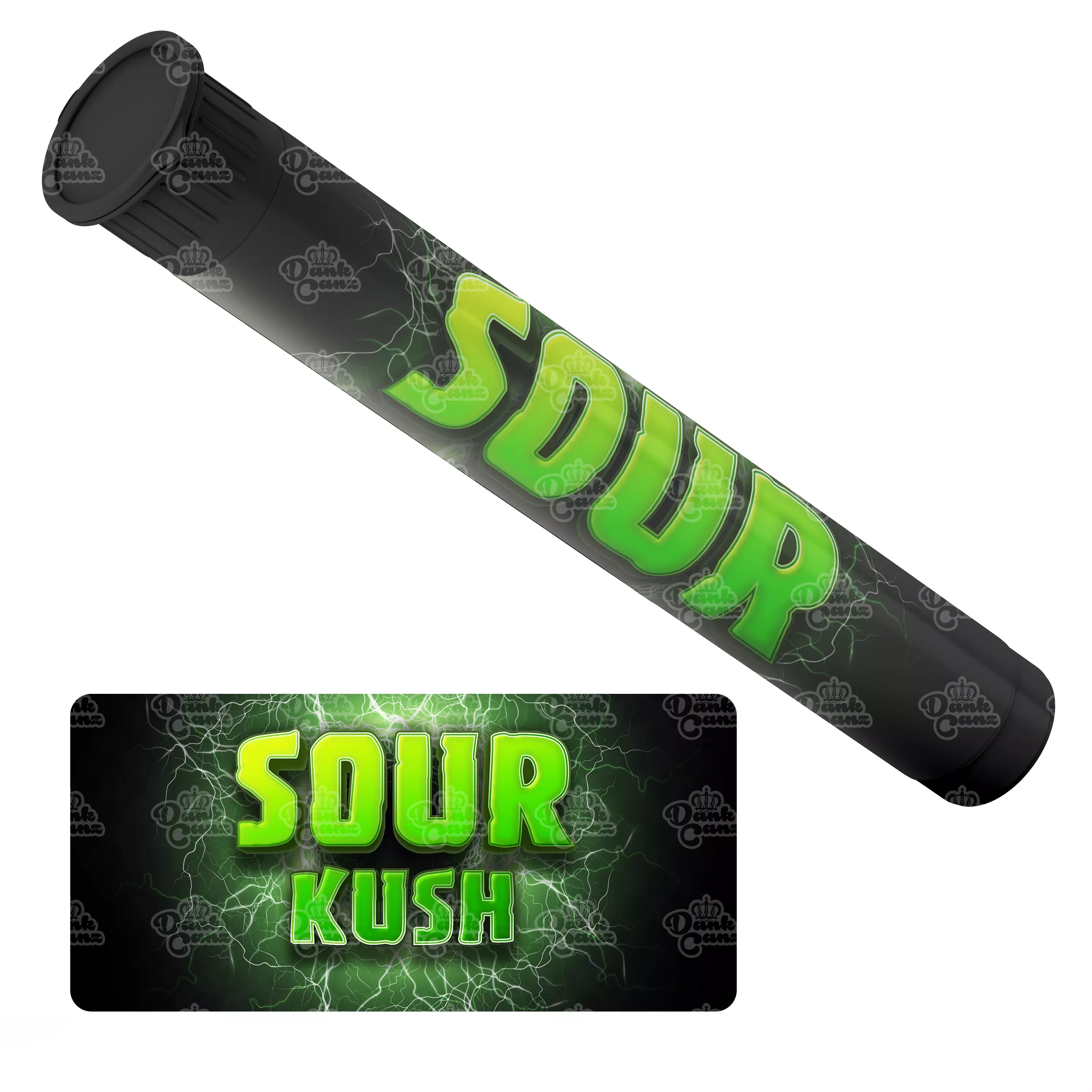 Sour Kush Pre Roll Tubes - Labelled - DC Packaging Custom Cannabis Packaging