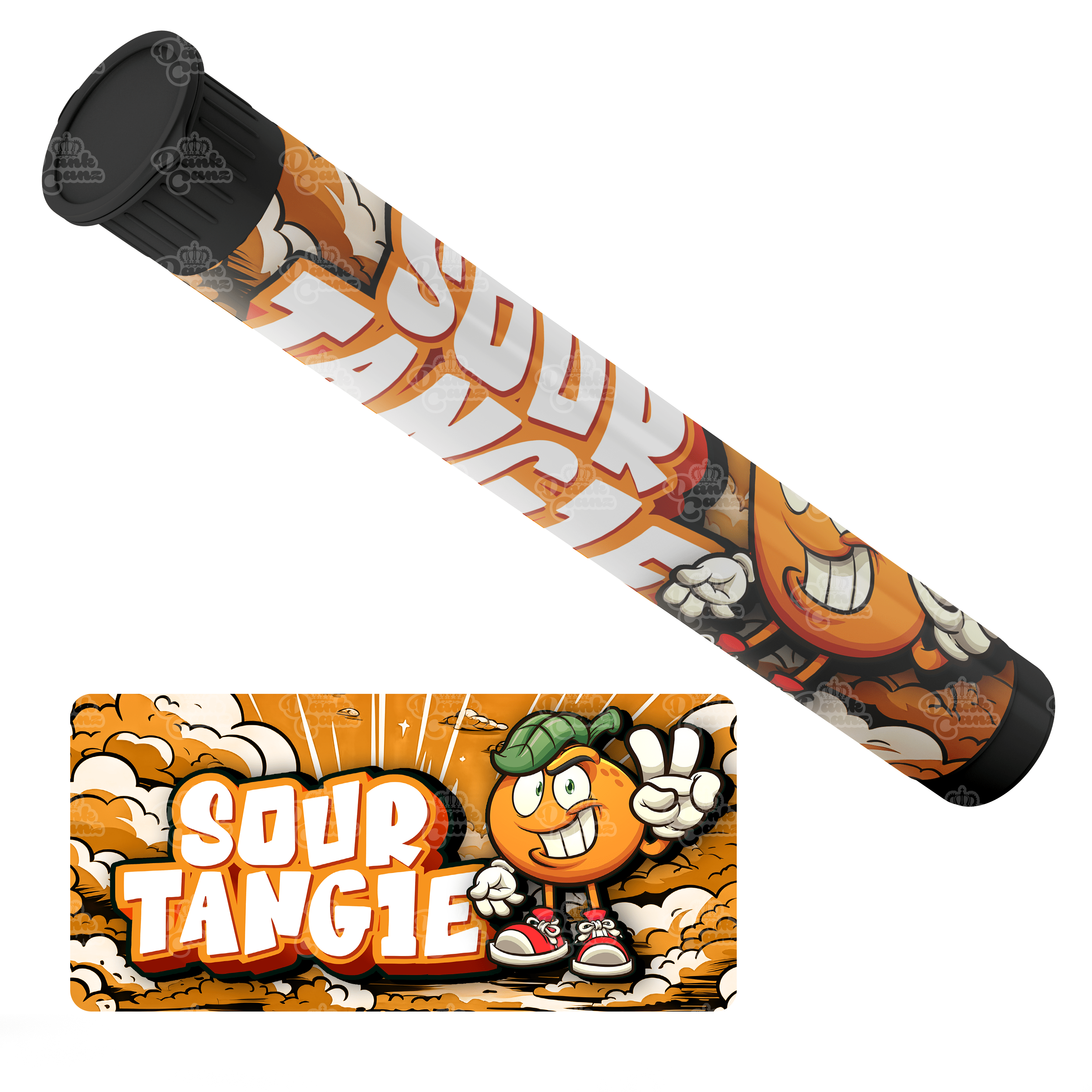 Sour Tangie Pre Roll Tubes - Labelled - DC Packaging Custom Cannabis Packaging