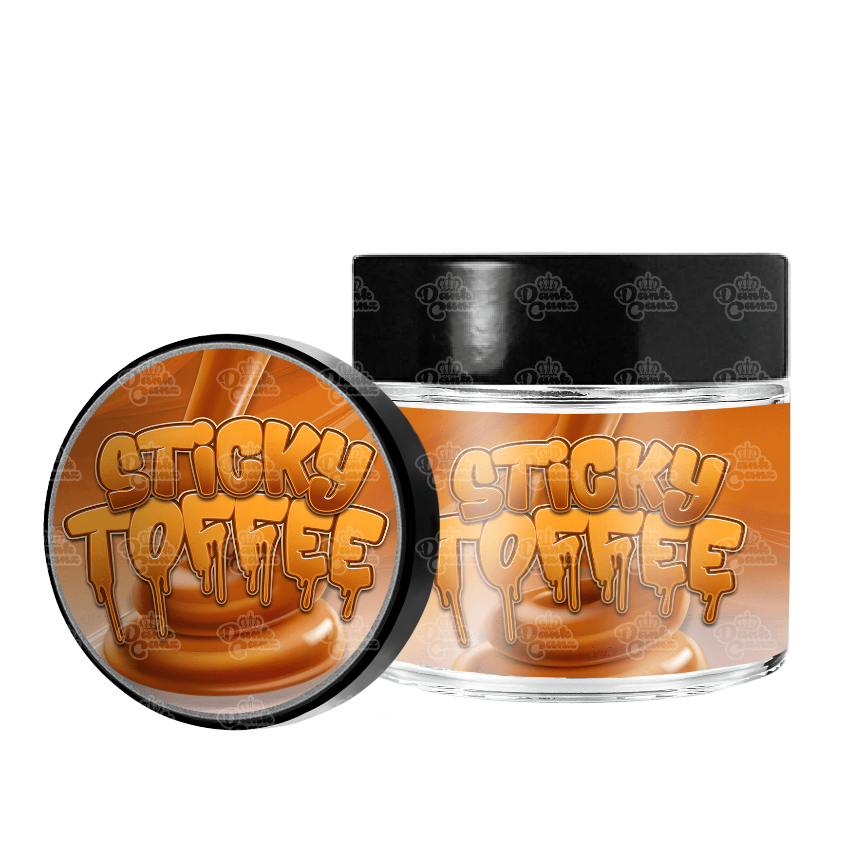 Sticky Toffee 3.5g/60ml Glass Jars - Labelled - DC Packaging Custom Cannabis Packaging