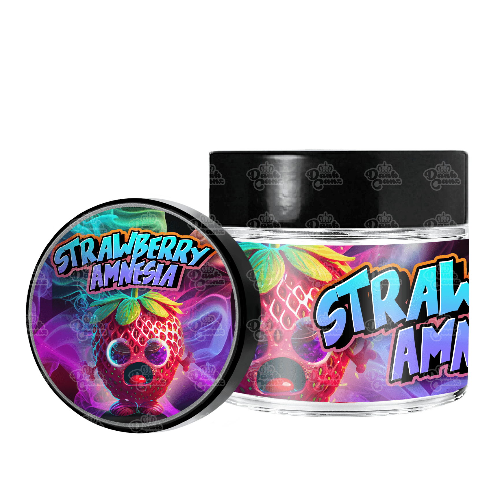 Strawberry Amnesia 3.5g/60ml Glass Jars - Labelled - DC Packaging Custom Cannabis Packaging