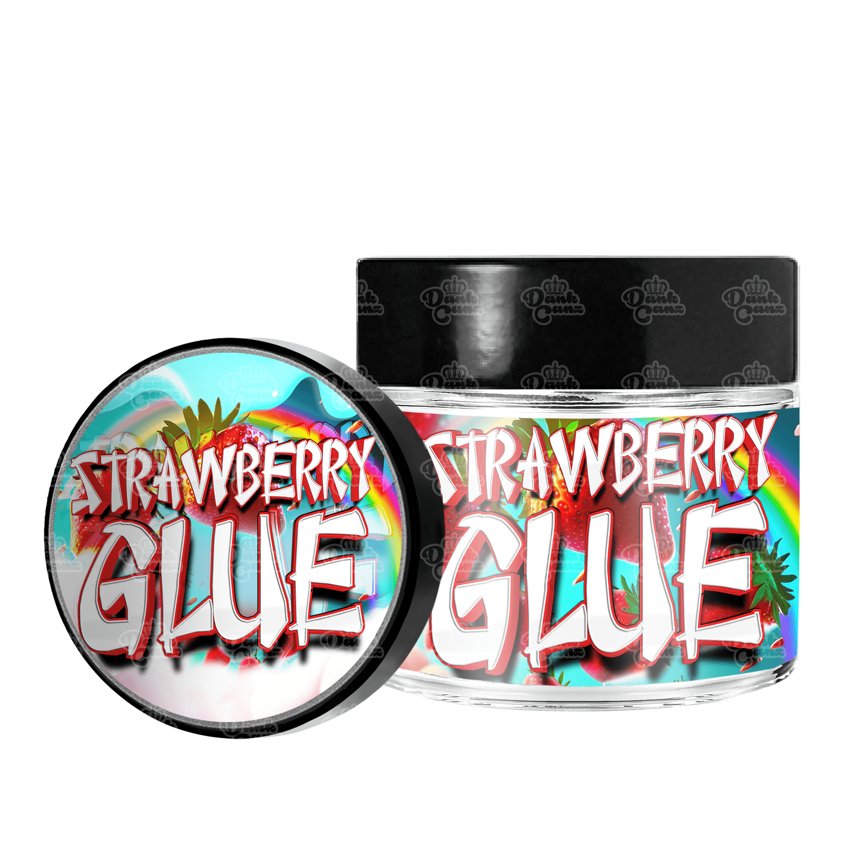 Strawberry Glue 3.5g/60ml Glass Jars - Labelled - DC Packaging Custom Cannabis Packaging