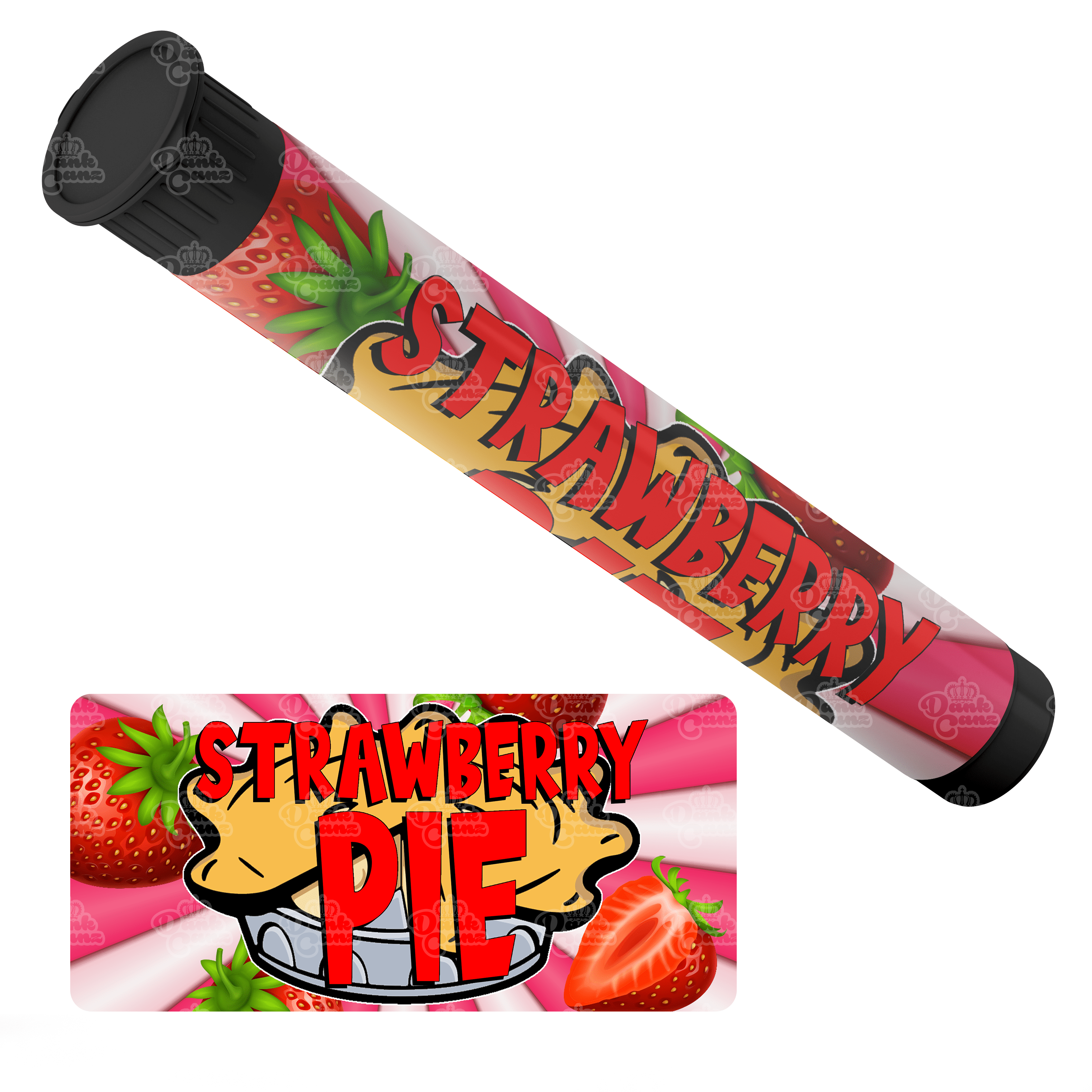 Strawberry Pie Pre Roll Tubes - Labelled - DC Packaging Custom Cannabis Packaging