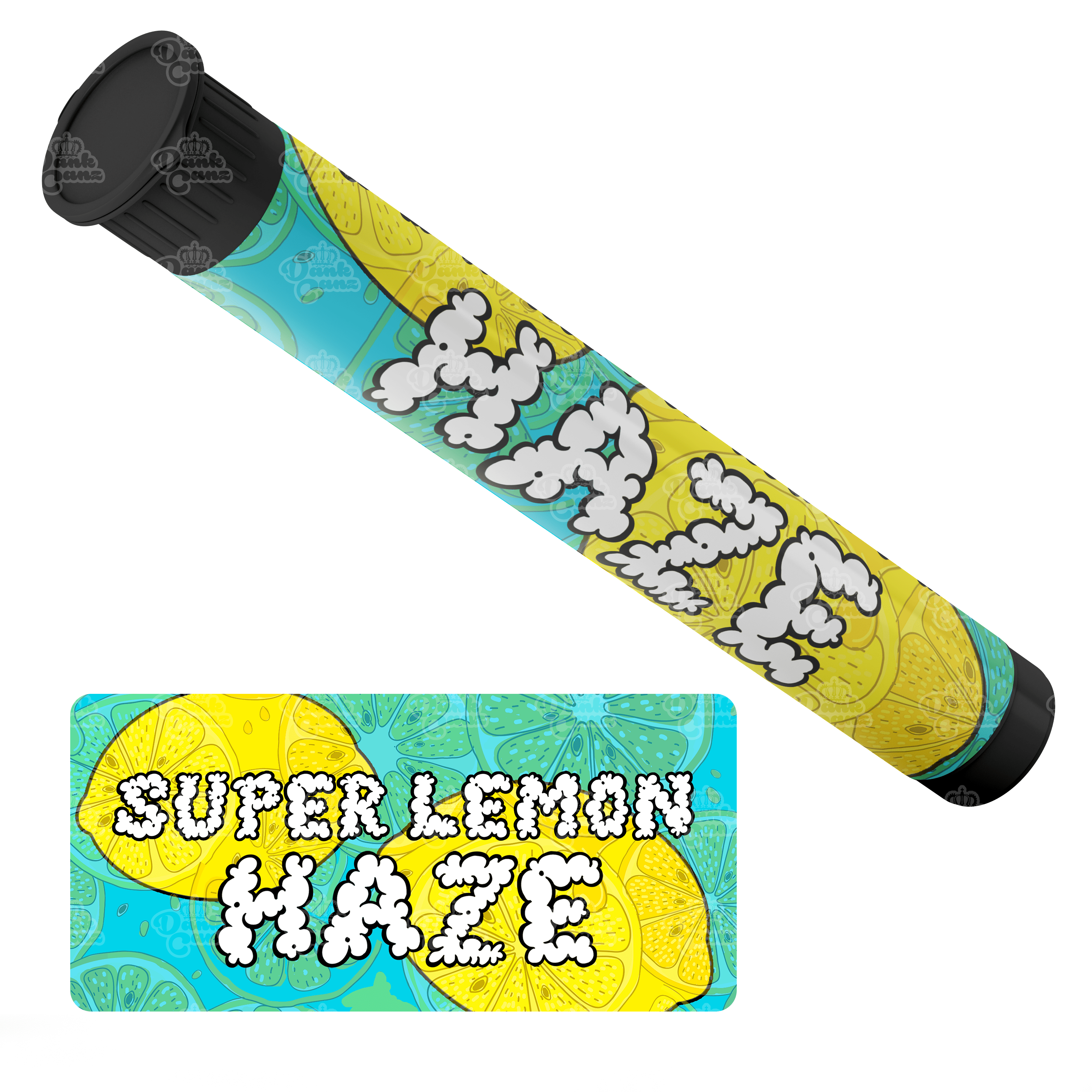 Super Lemon Haze Pre Roll Tubes - Labelled - DC Packaging Custom Cannabis Packaging