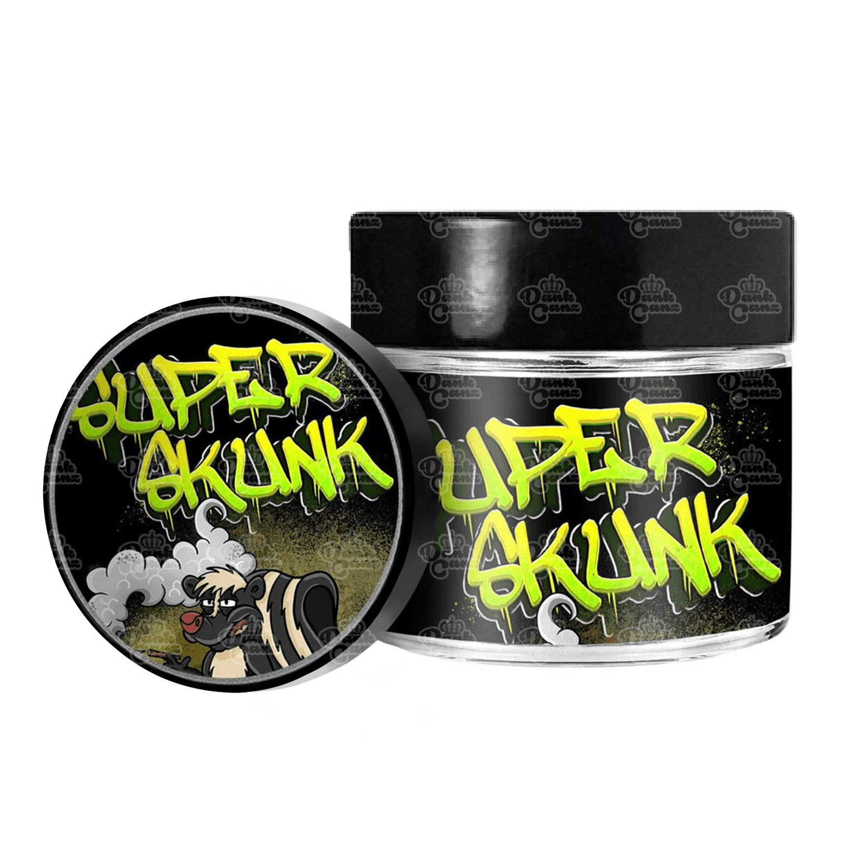 Super Skunk 3.5g/60ml Glass Jars - Labelled - DC Packaging Custom Cannabis Packaging