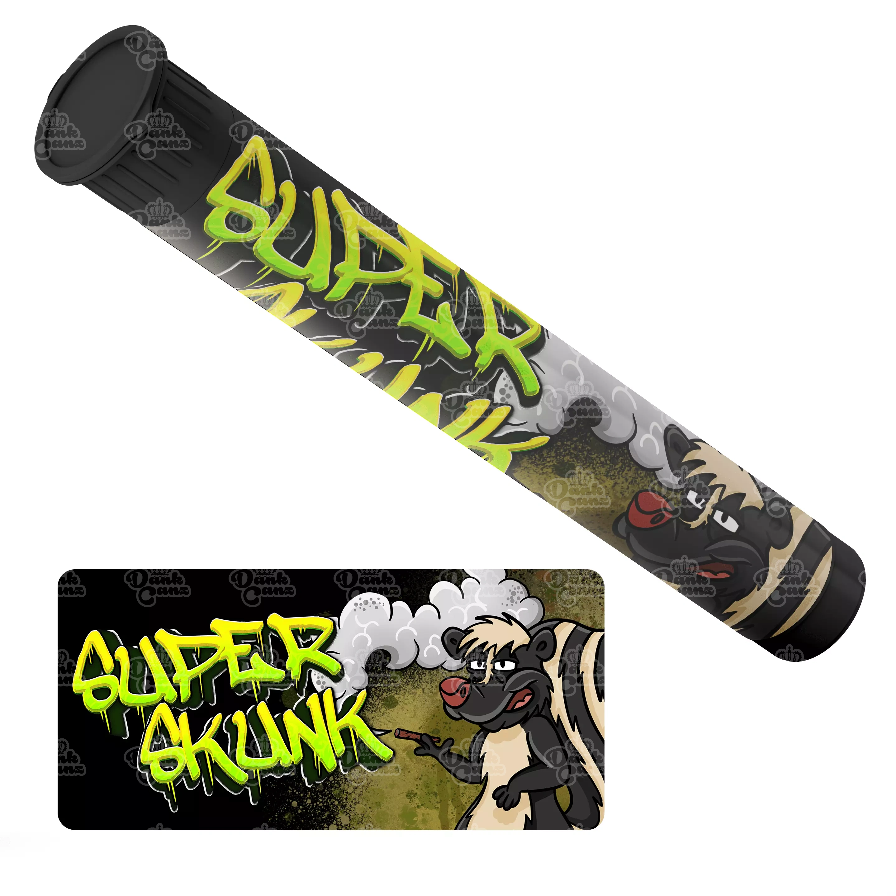 Super Skunk Pre Roll Tubes - Labelled - DC Packaging Custom Cannabis Packaging