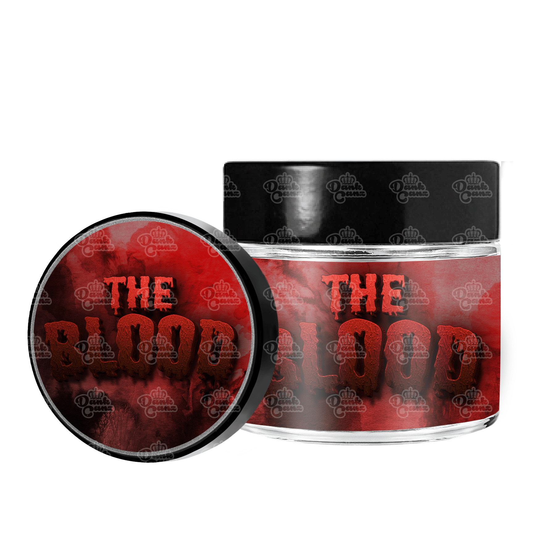 The Blood 3.5g/60ml Glass Jars - Labelled - DC Packaging Custom Cannabis Packaging