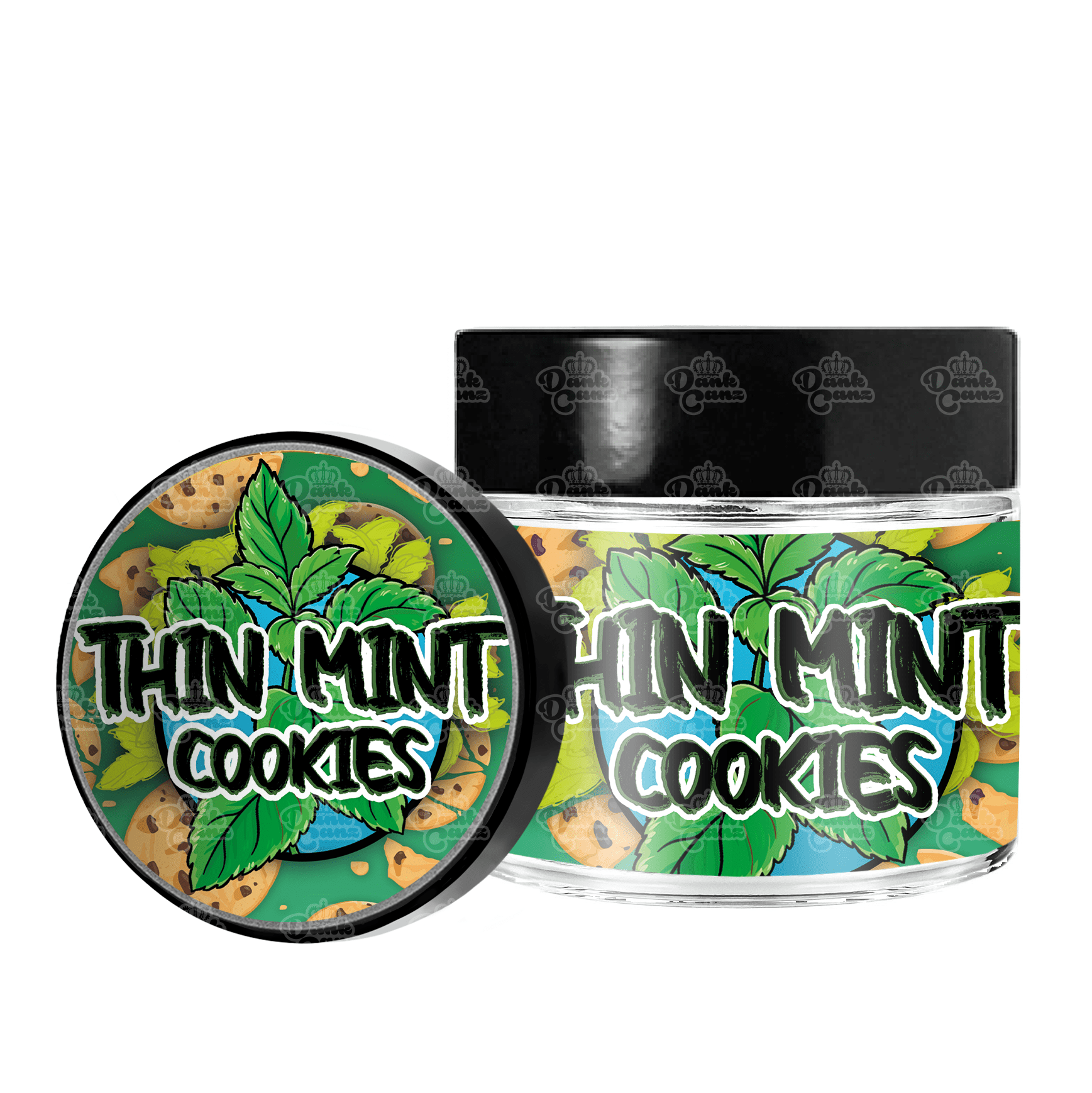 Thin Mint Cookies 3.5g/60ml Glass Jars - Labelled - DC Packaging Custom Cannabis Packaging