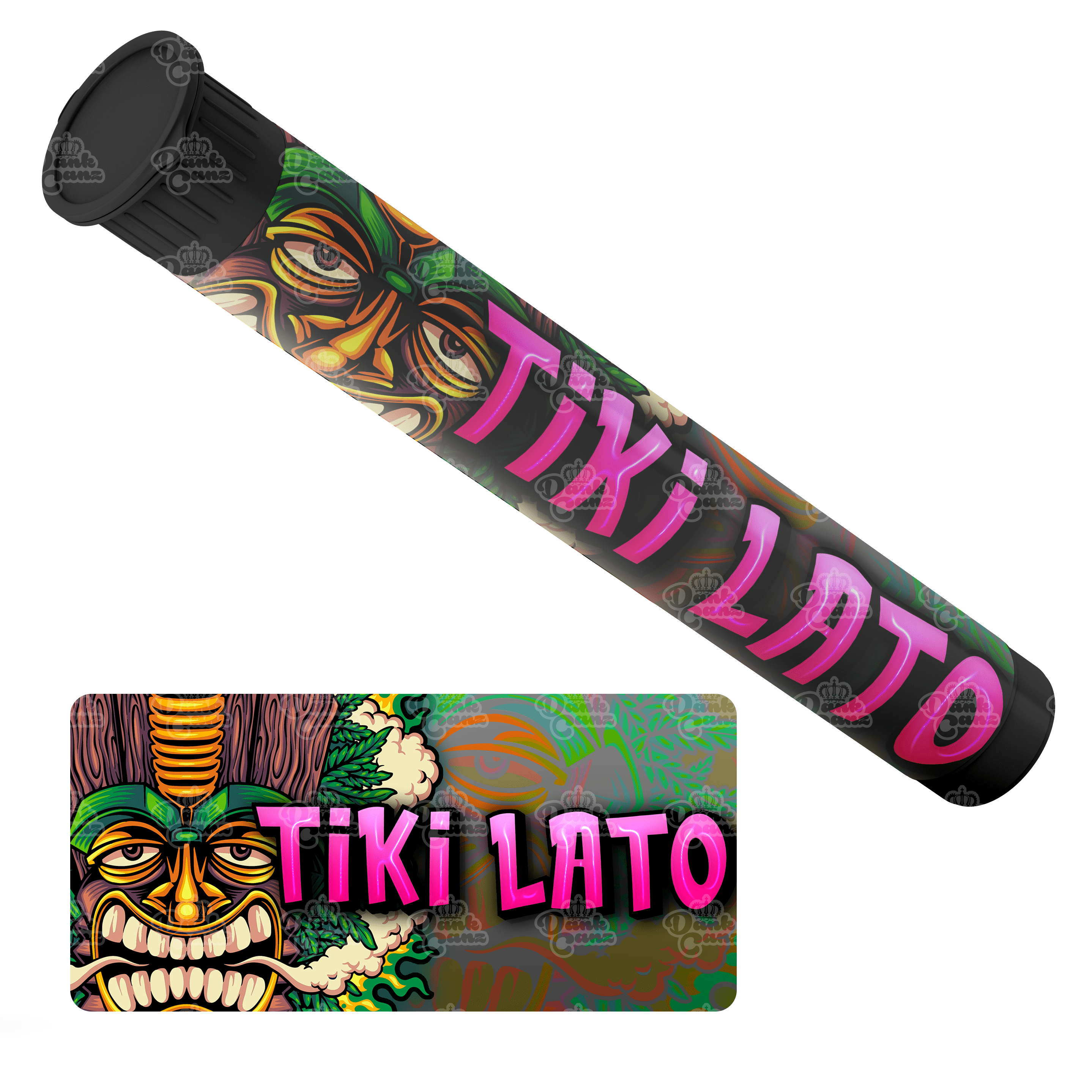 Tiki Lato Pre Roll Tubes - Labelled - DC Packaging Custom Cannabis Packaging