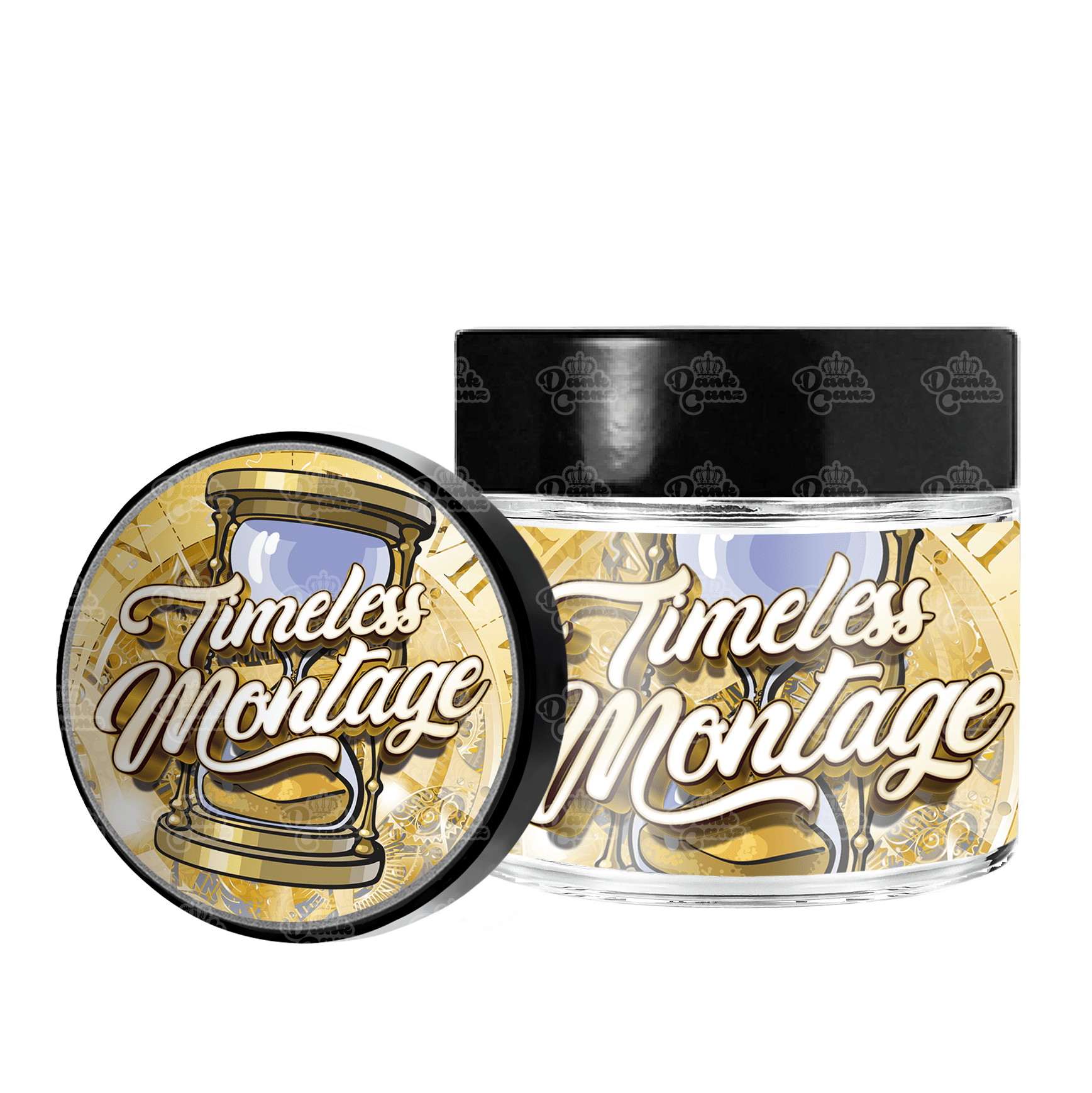 Timeless Montage 3.5g/60ml Glass Jars - Labelled - DC Packaging Custom Cannabis Packaging