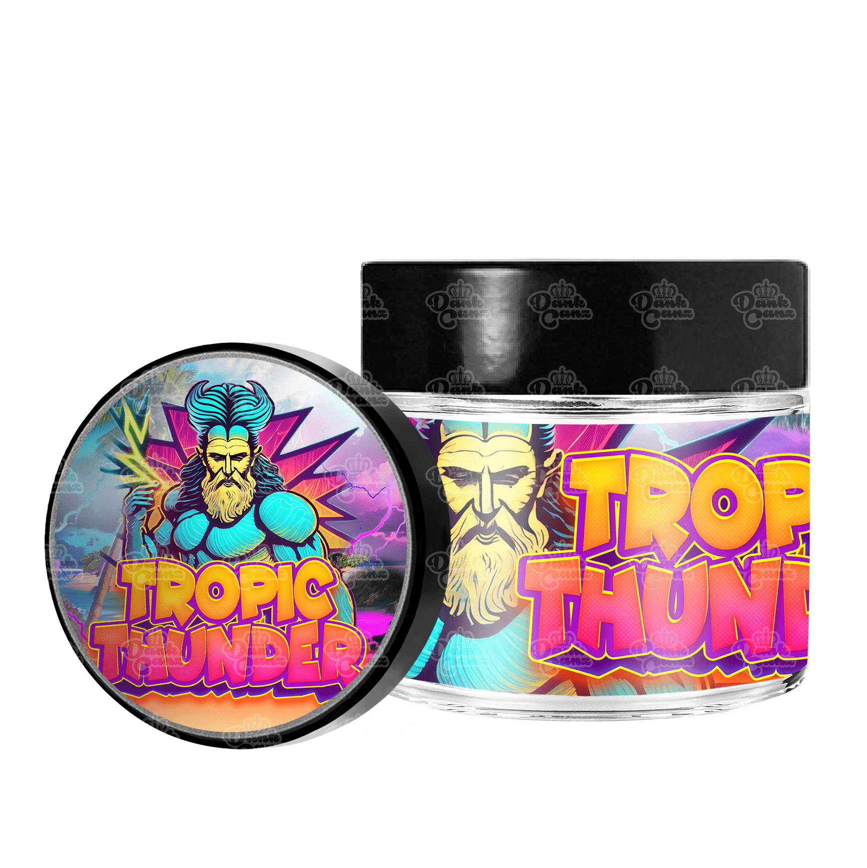 Tropic Thunder 3.5g/60ml Glass Jars - Labelled - DC Packaging Custom Cannabis Packaging