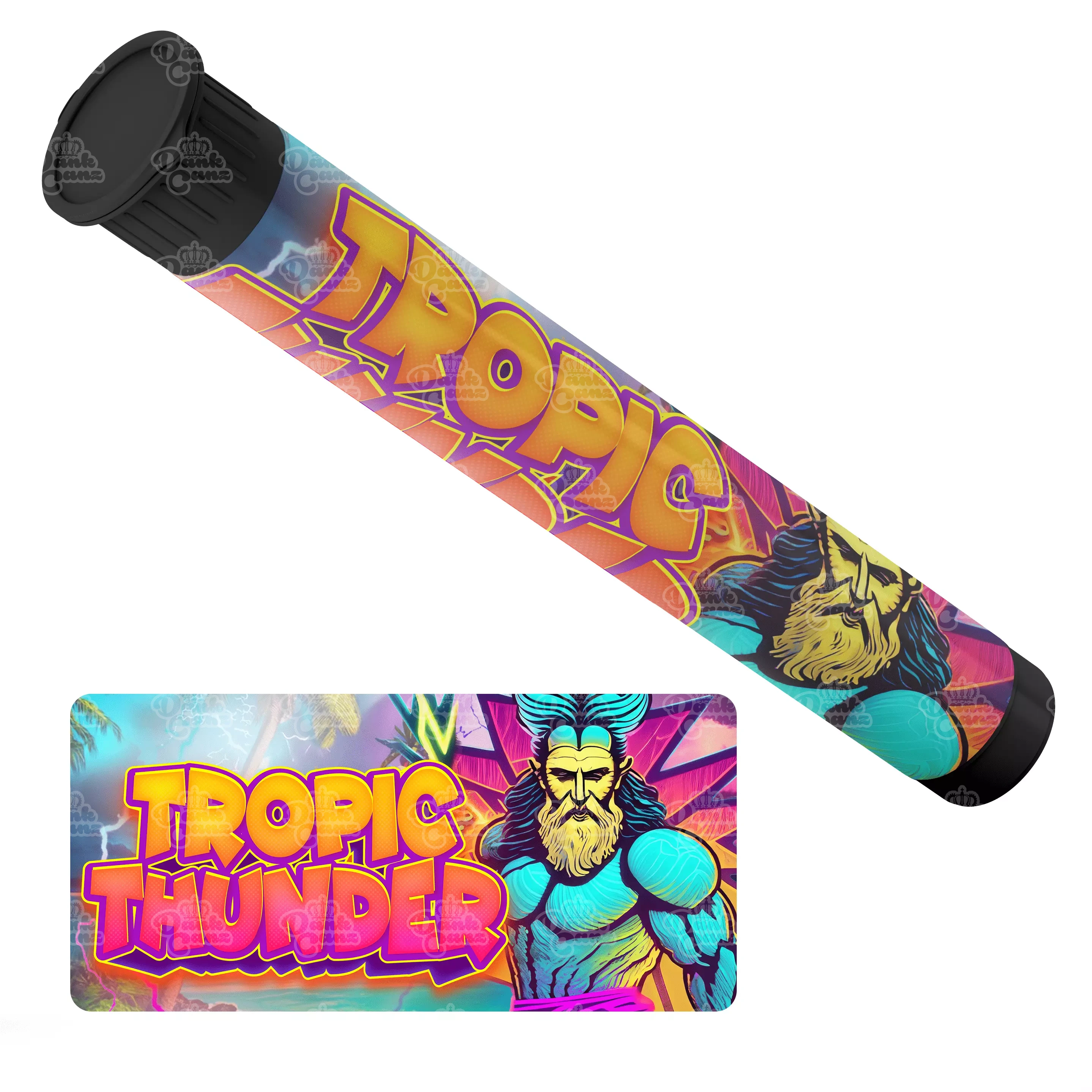Tropic Thunder Pre Roll Tubes - Labelled - DC Packaging Custom Cannabis Packaging