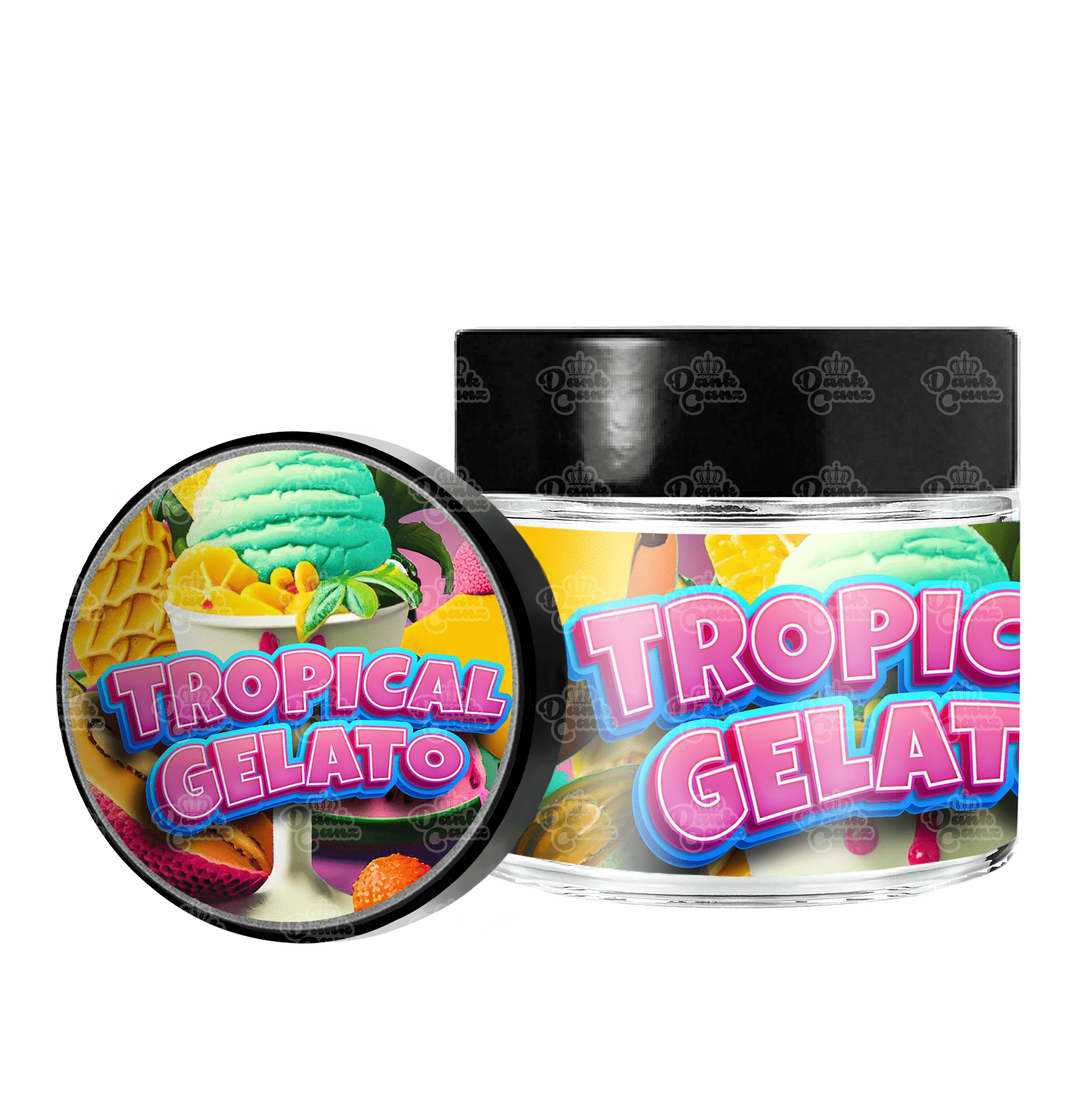 Tropical Gelato 3.5g/60ml Glass Jars - Labelled - DC Packaging Custom Cannabis Packaging