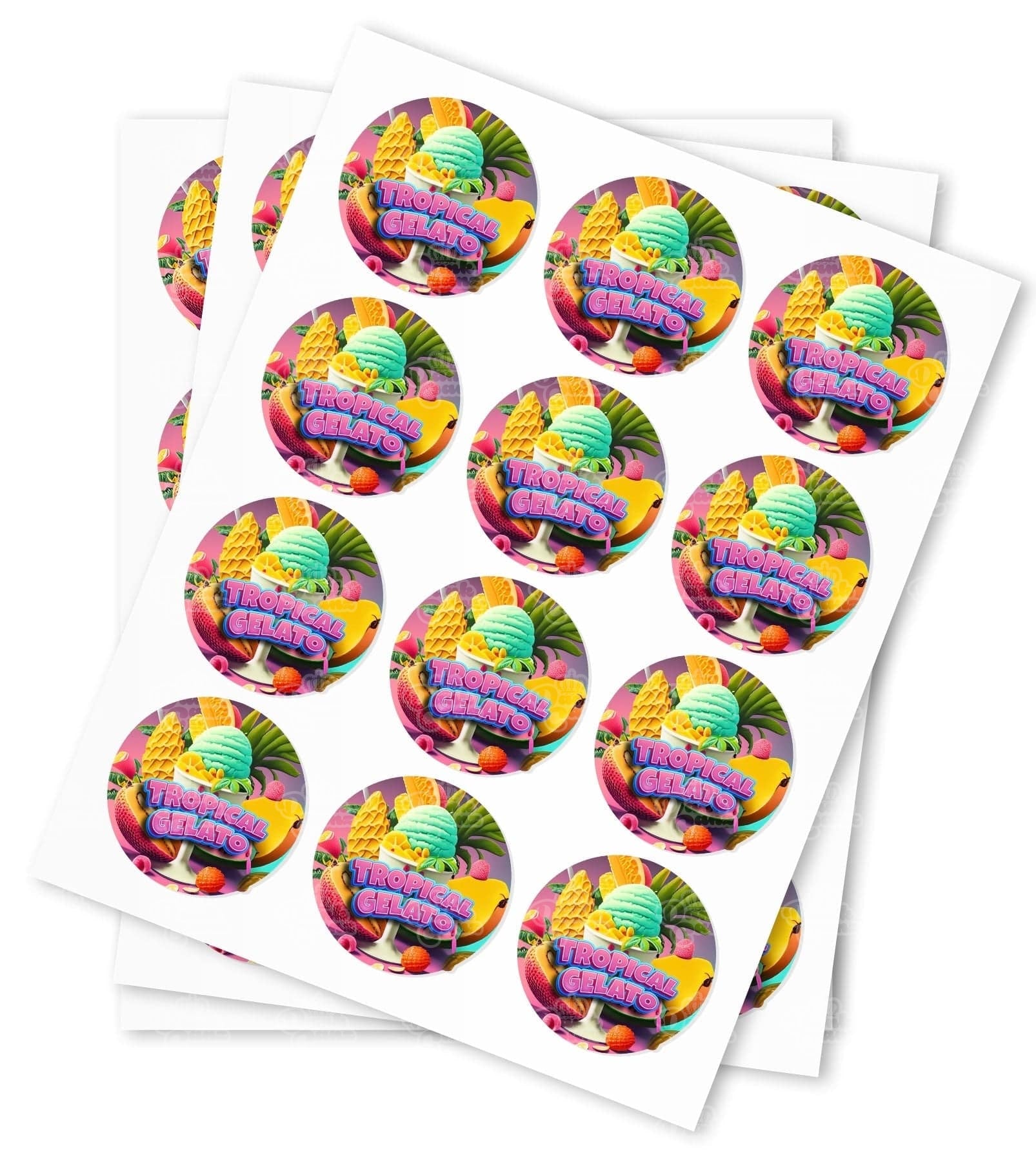 Tropical Gelato Strain Stickers - DC Packaging Custom Cannabis Packaging