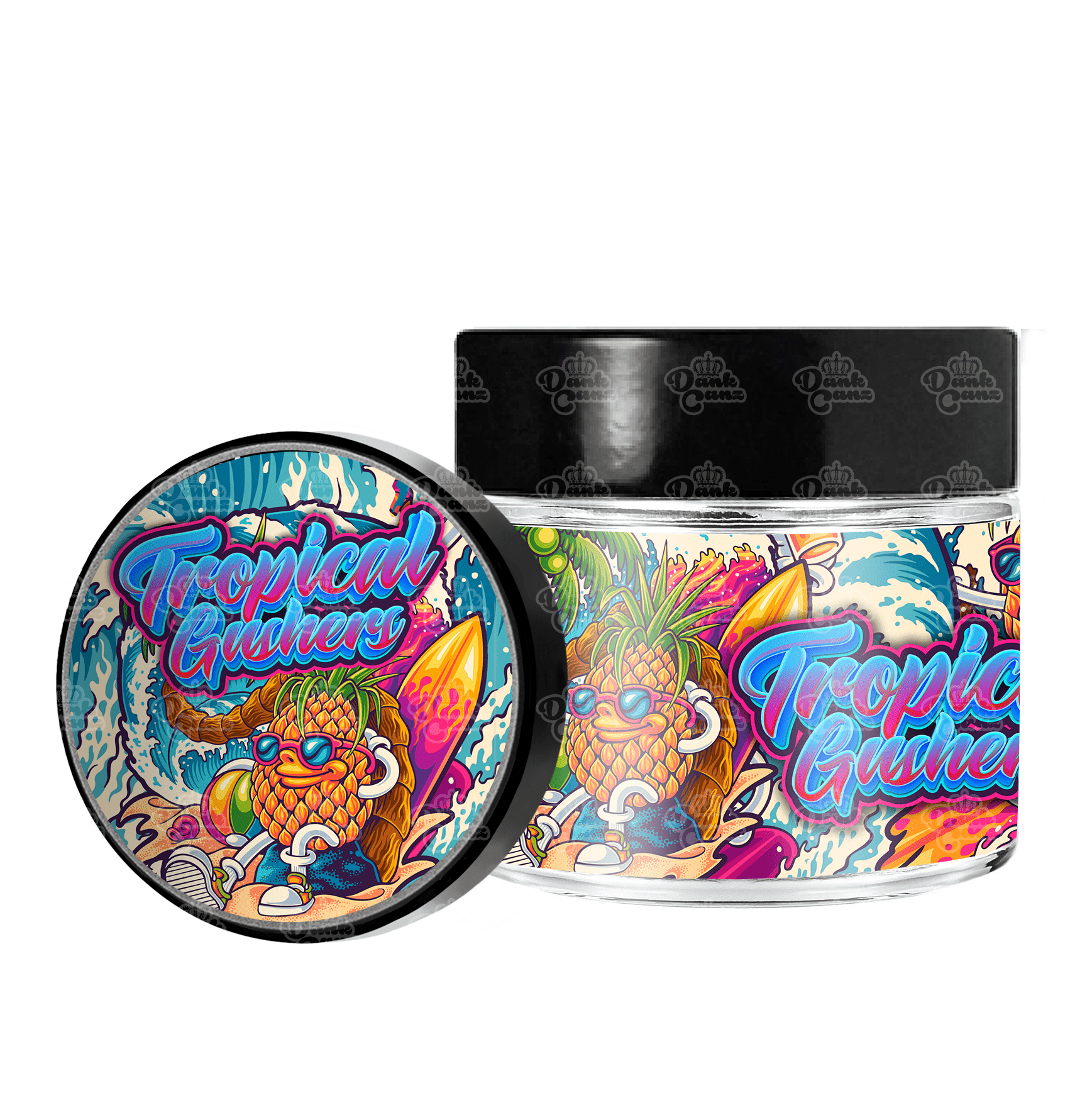 Tropical Gushers 3.5g/60ml Glass Jars - Labelled - DC Packaging Custom Cannabis Packaging