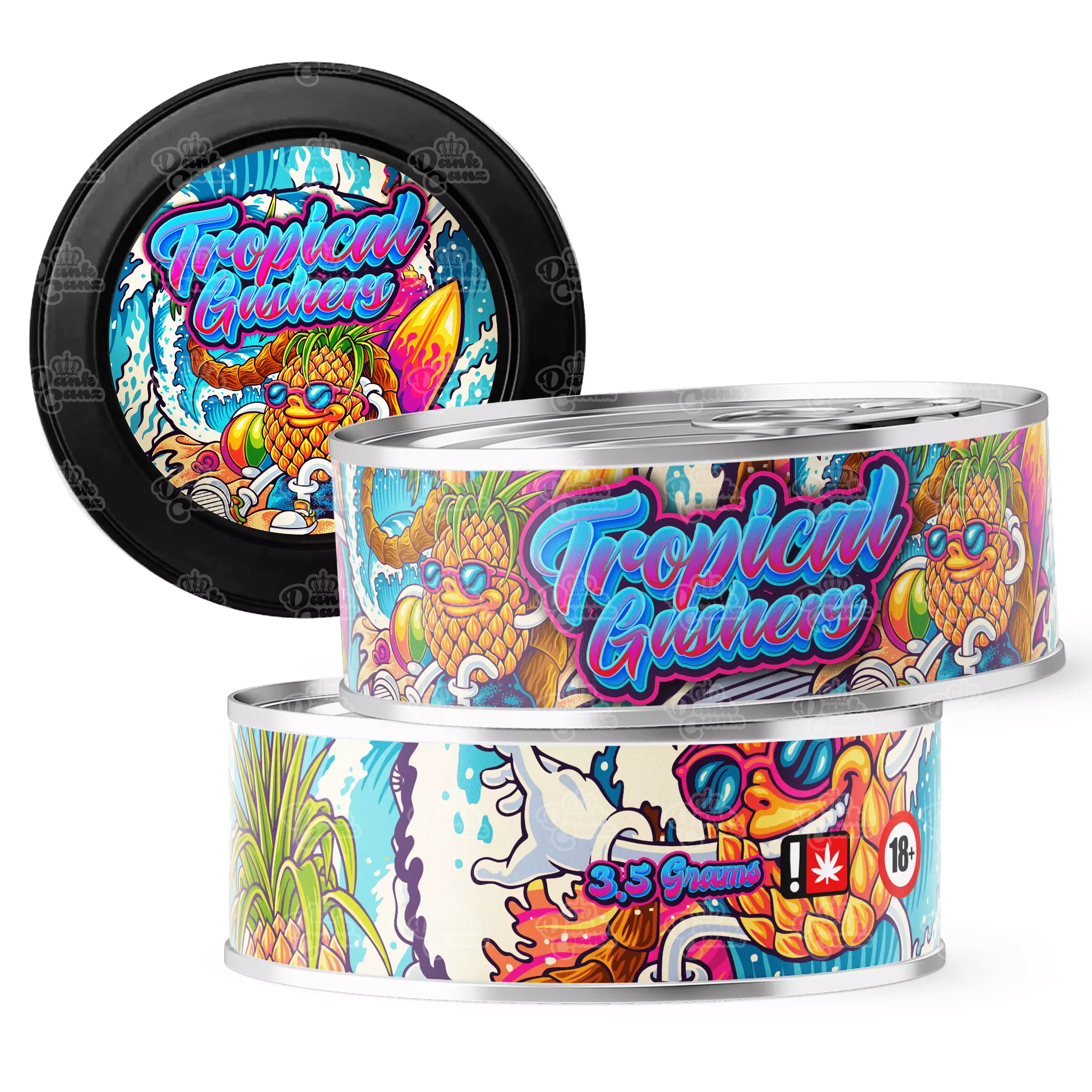 Tropical Gushers 3.5g Self Seal Tins - DC Packaging Custom Cannabis Packaging
