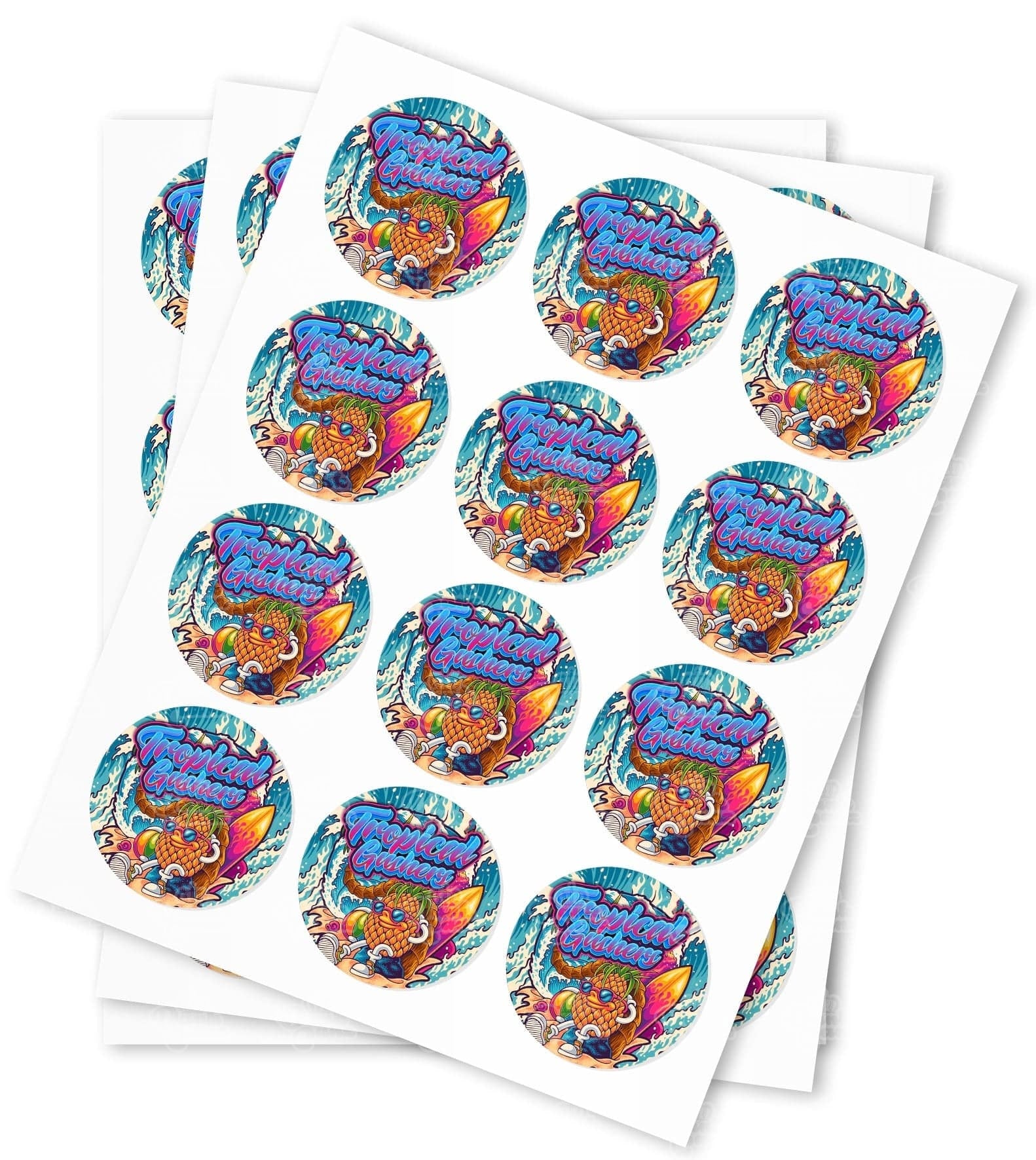 Tropical Gushers Strain Stickers - DC Packaging Custom Cannabis Packaging