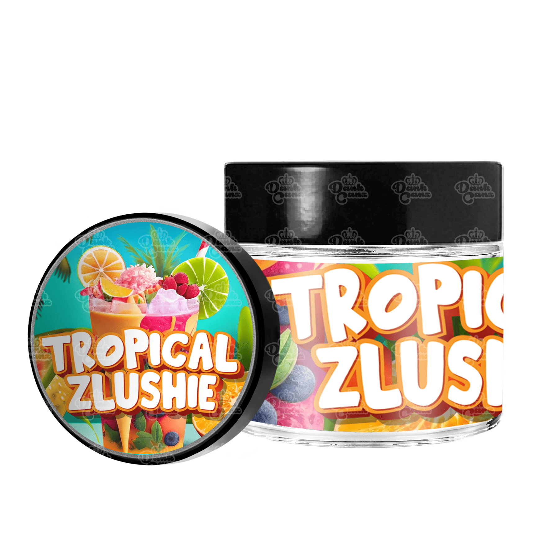 Tropical Zlushie 3.5g/60ml Glass Jars - Labelled - DC Packaging Custom Cannabis Packaging