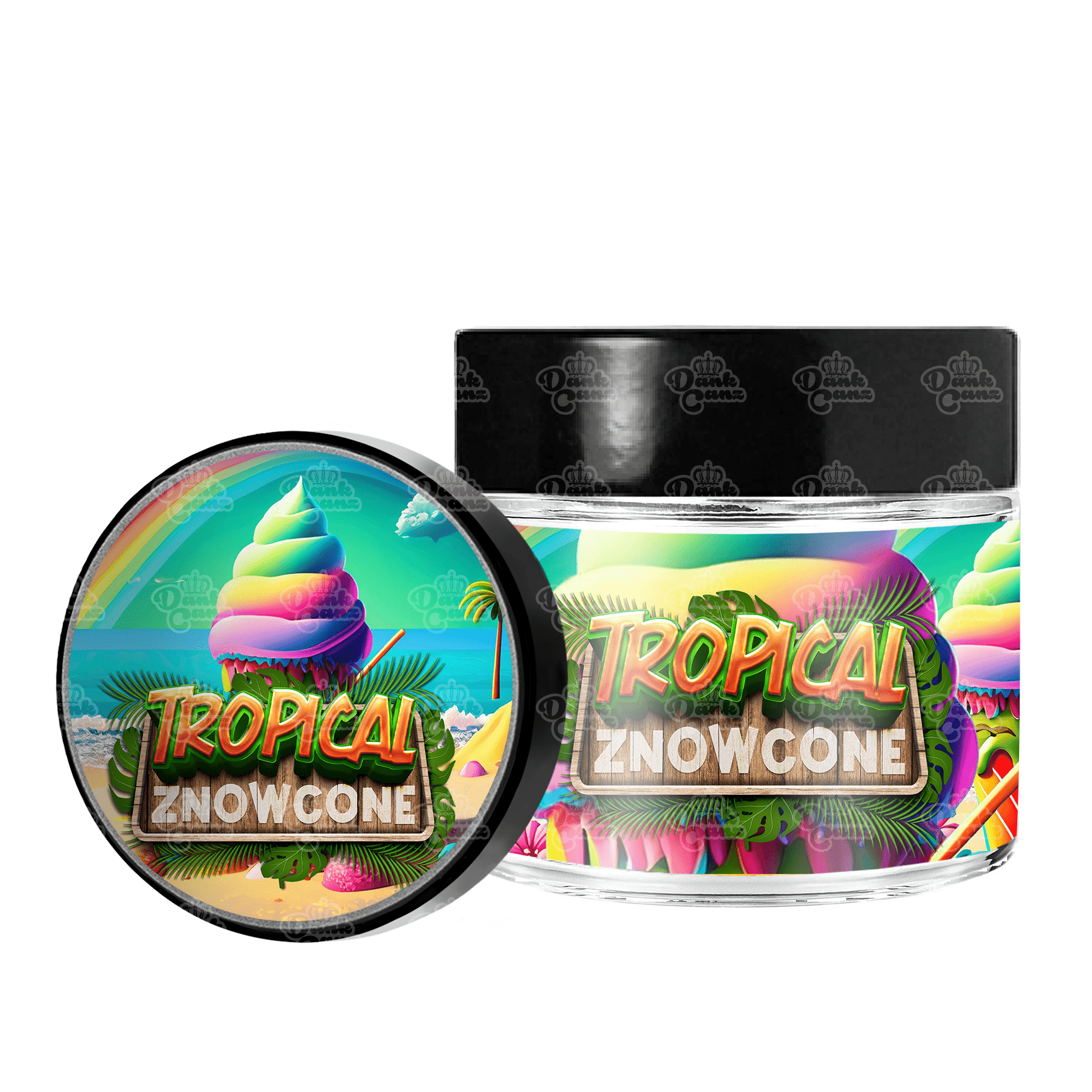 Tropical Znowcone 3.5g/60ml Glass Jars - Labelled - DC Packaging Custom Cannabis Packaging