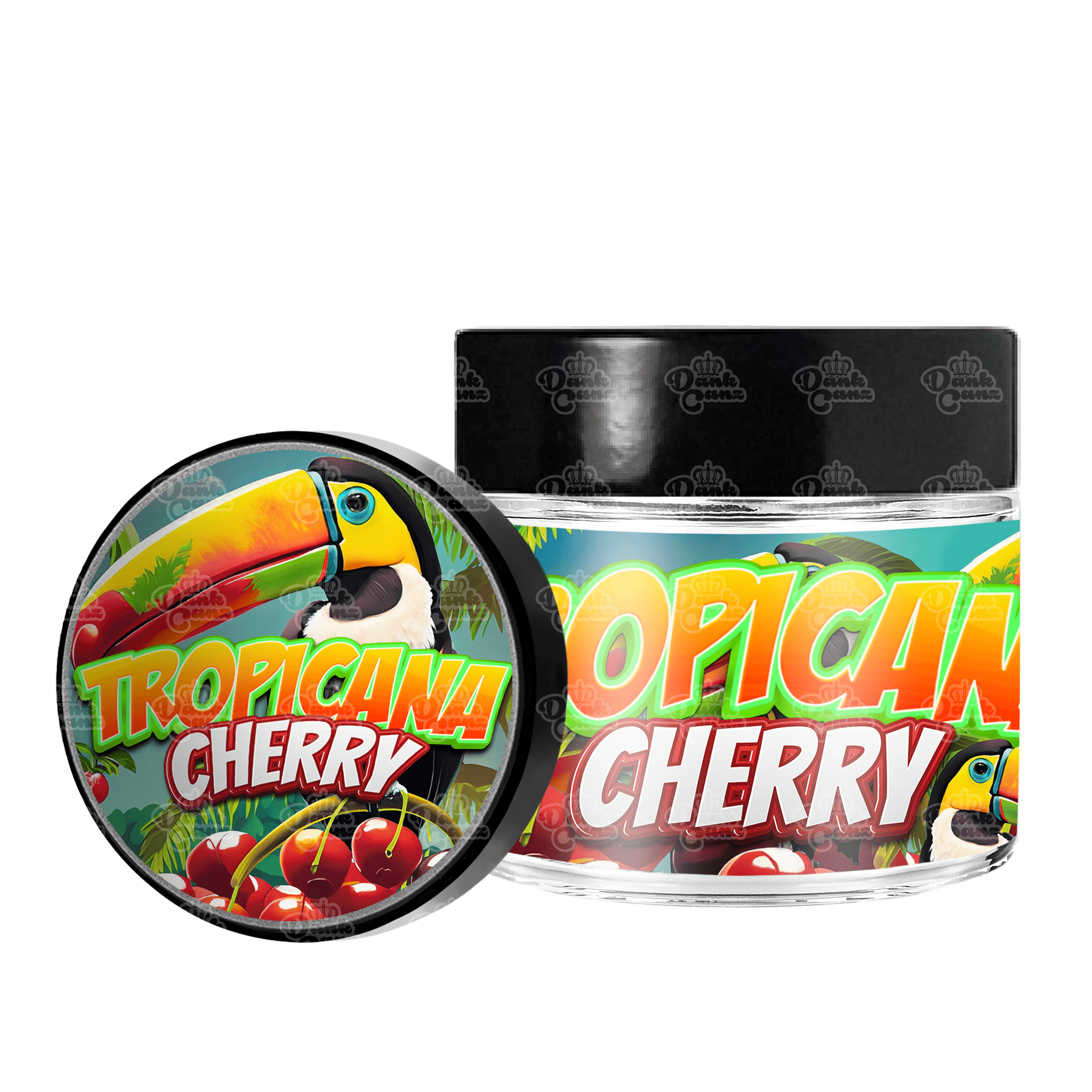 Tropicana Cherry 3.5g/60ml Glass Jars - Labelled - DC Packaging Custom Cannabis Packaging