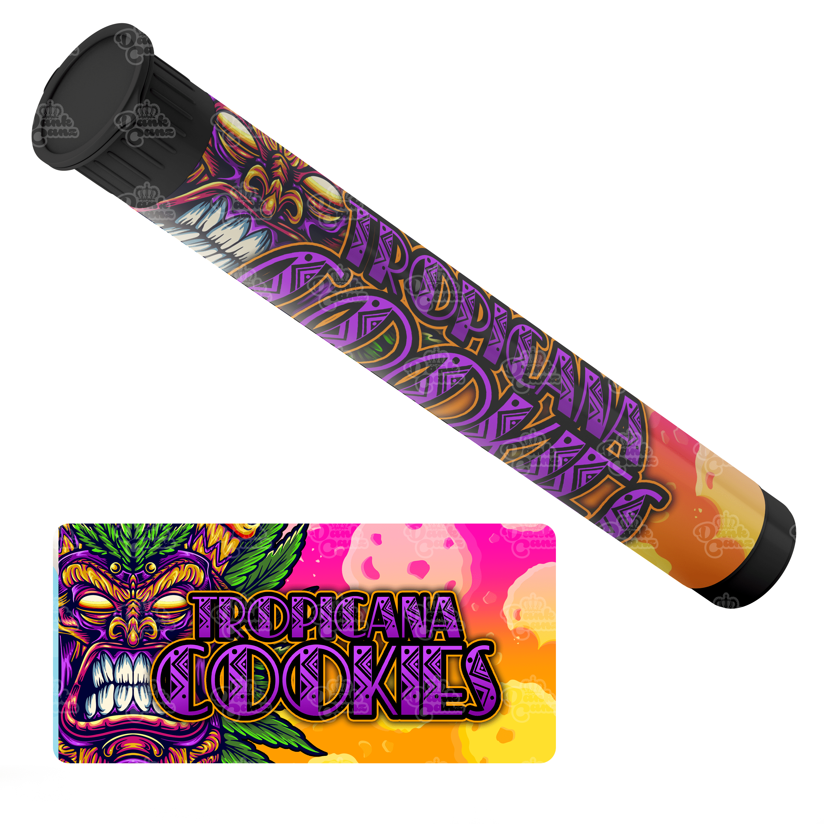 Tropicana Cookies Pre Roll Tubes - Labelled - DC Packaging Custom Cannabis Packaging