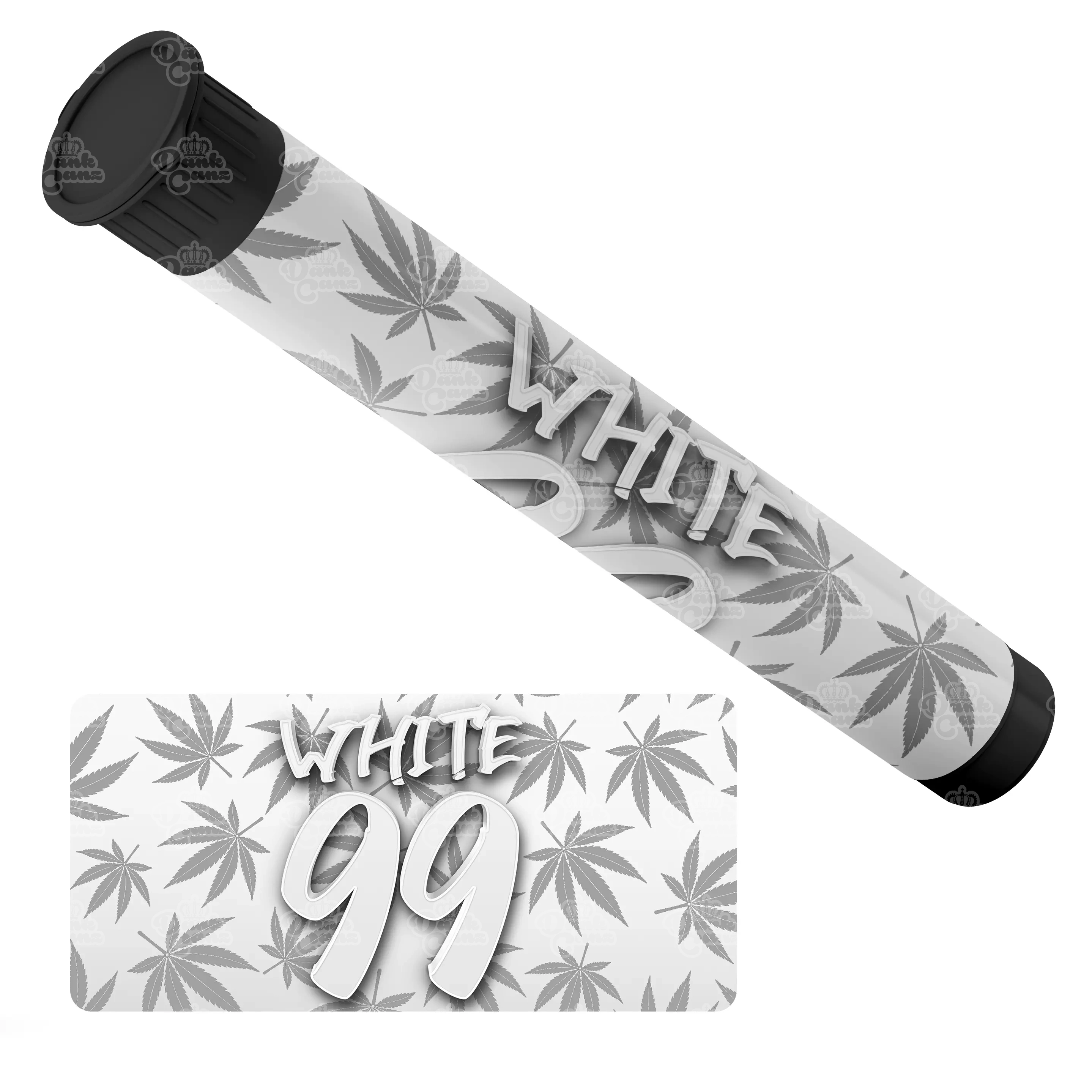 White 99 Pre Roll Tubes - Labelled - DC Packaging Custom Cannabis Packaging