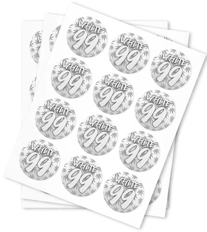 White 99 Strain Stickers - DC Packaging Custom Cannabis Packaging