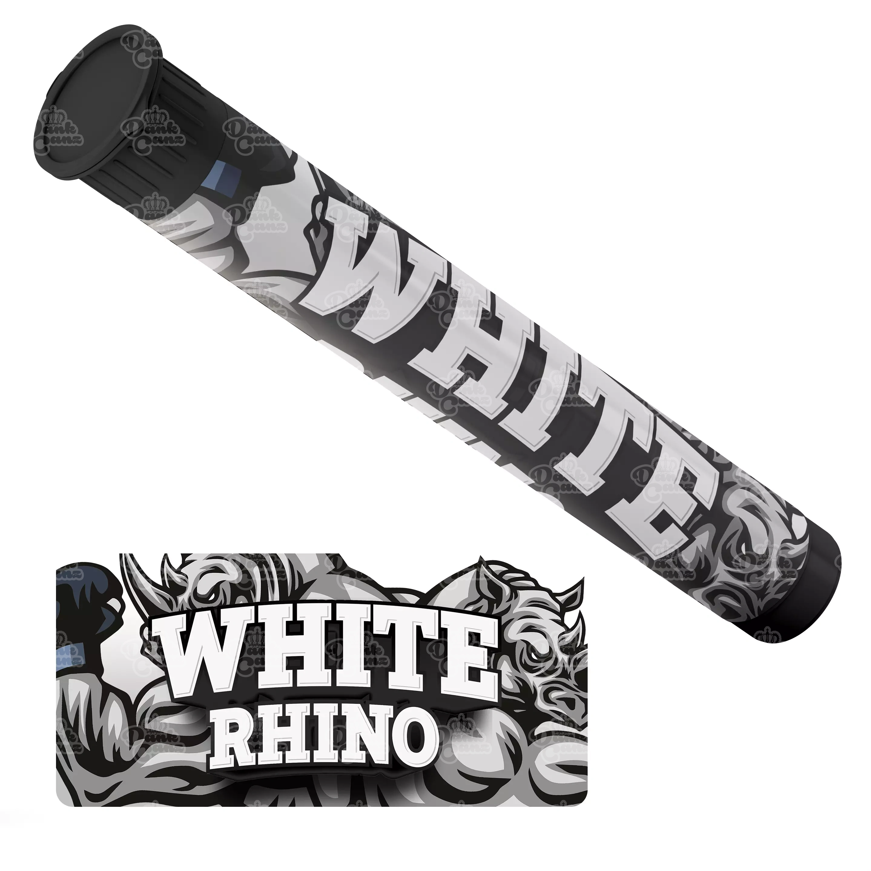 White Rhino Pre Roll Tubes - Labelled - DC Packaging Custom Cannabis Packaging
