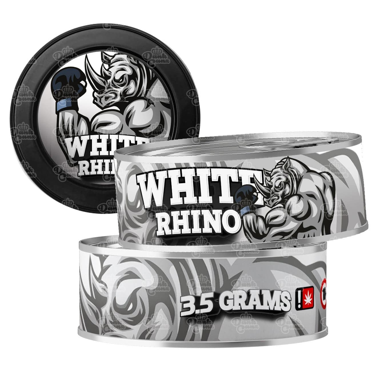 White Rino 3.5g Self Seal Tins - DC Packaging Custom Cannabis Packaging