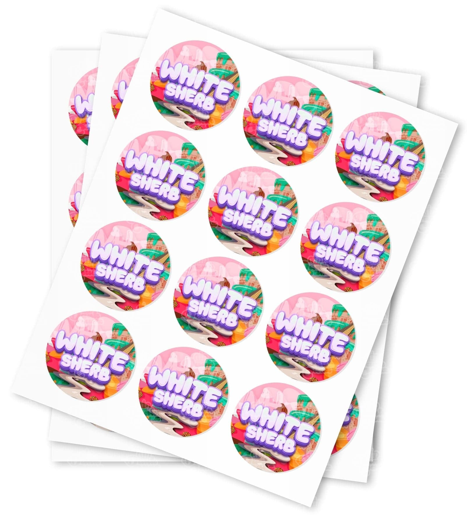 White Sherb Strain Stickers - DC Packaging Custom Cannabis Packaging