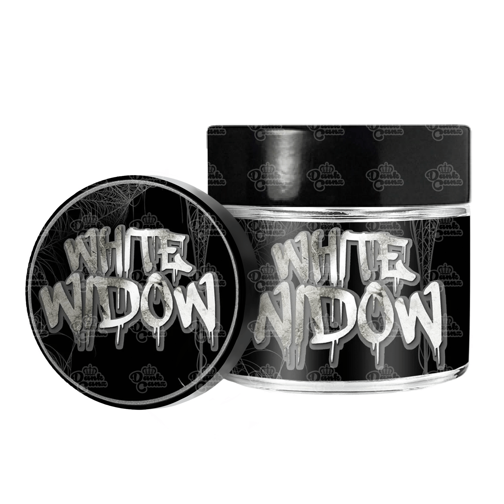 White Widow 3.5g/60ml Glass Jars - Labelled - DC Packaging Custom Cannabis Packaging