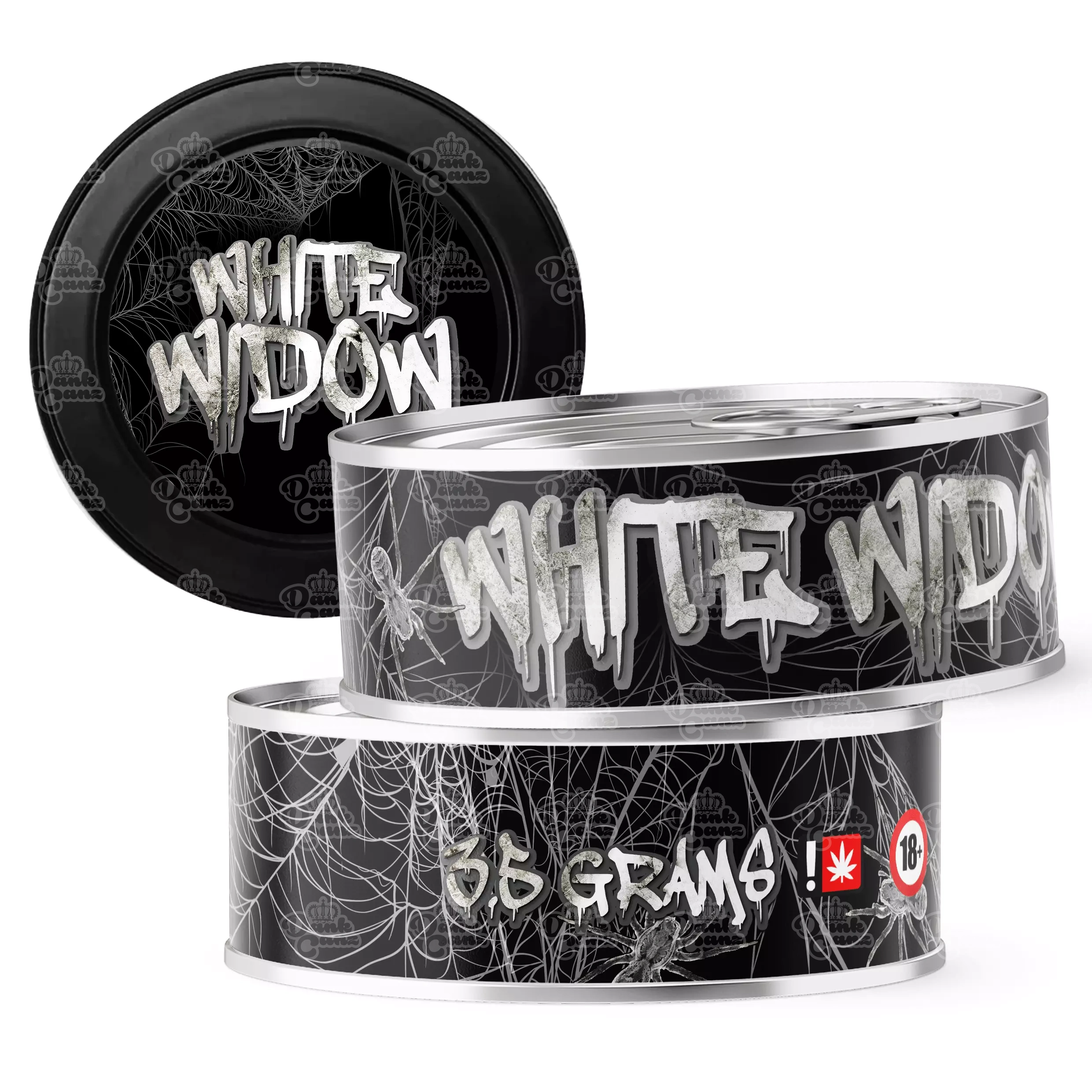 White Widow 3.5g Self Seal Tins - DC Packaging Custom Cannabis Packaging