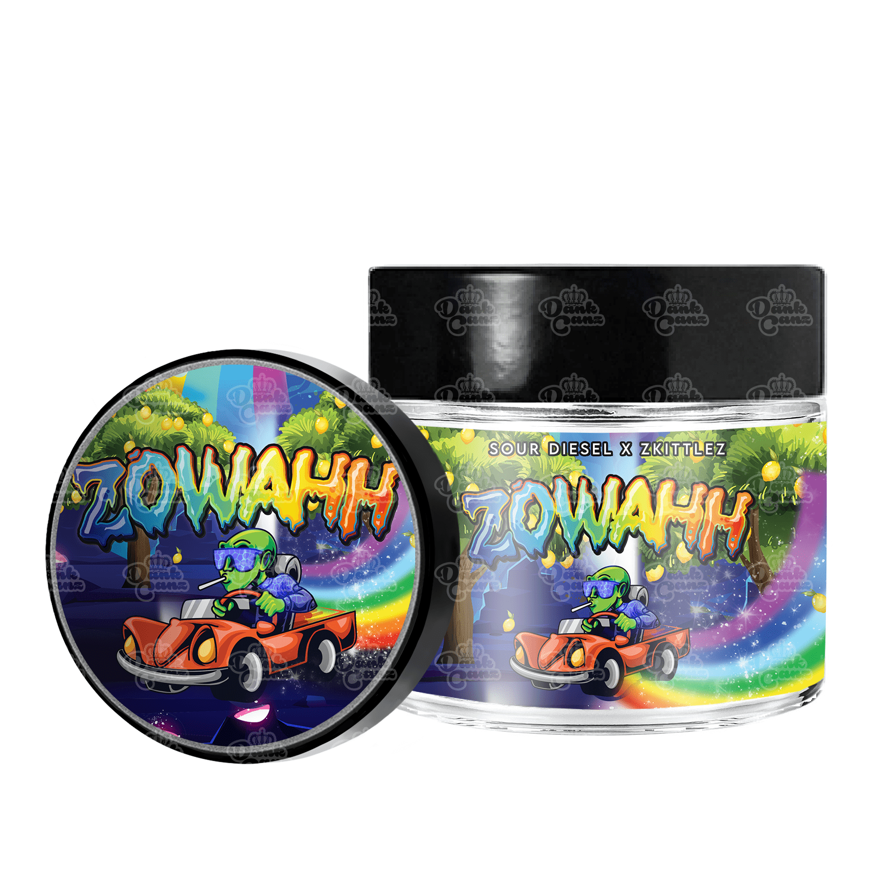Zowahh 3.5g/60ml Glass Jars - Labelled - DC Packaging Custom Cannabis Packaging