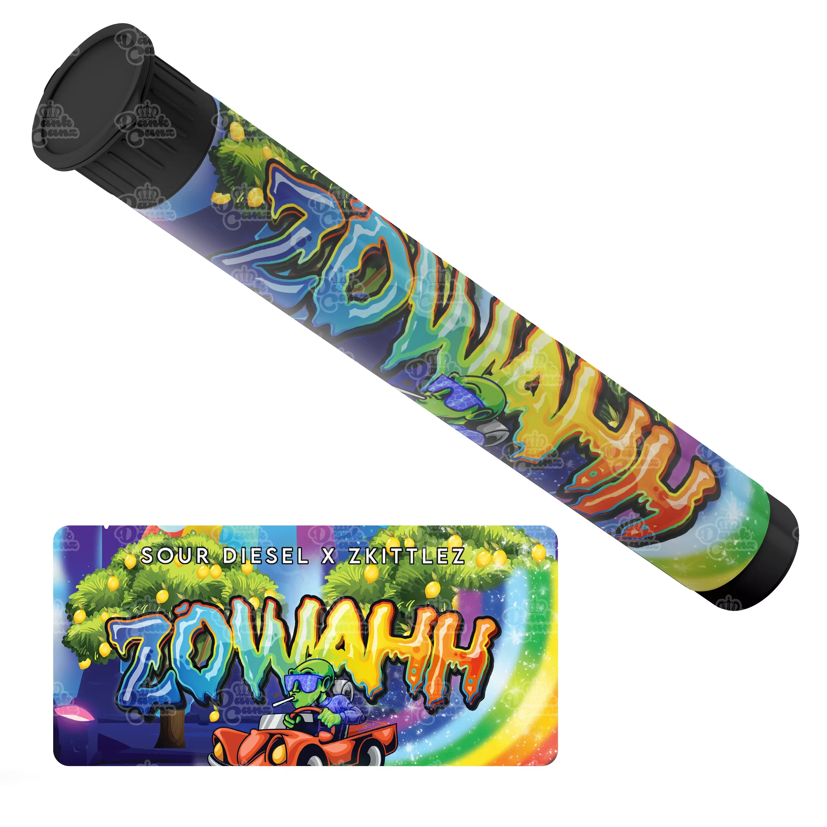 Zowahh Pre Roll Tubes - Labelled - DC Packaging Custom Cannabis Packaging