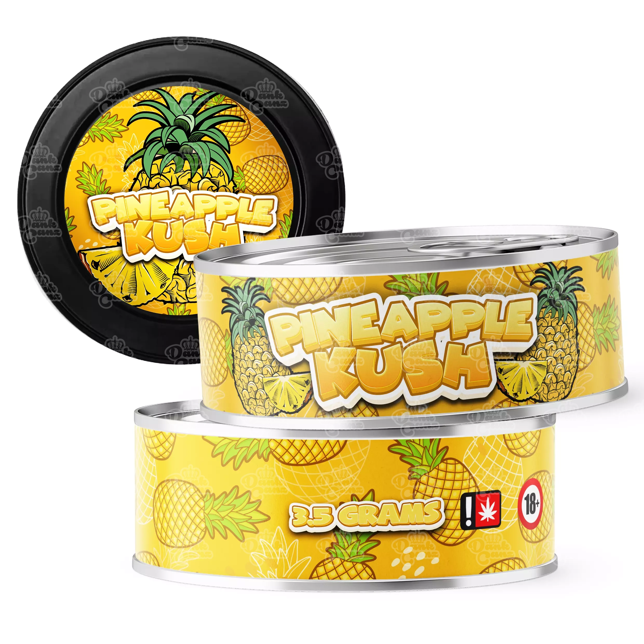 Pineapple Kush 3.5g Self Seal Tins - DC Packaging Custom Cannabis Packaging