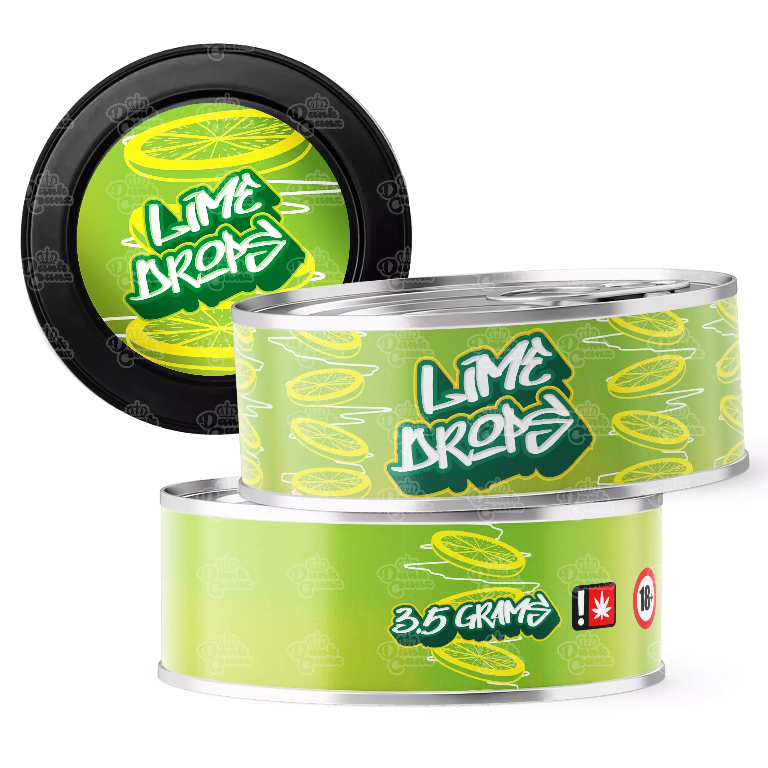 Lime Drops 3.5g Self Seal Tins - DC Packaging Custom Cannabis Packaging