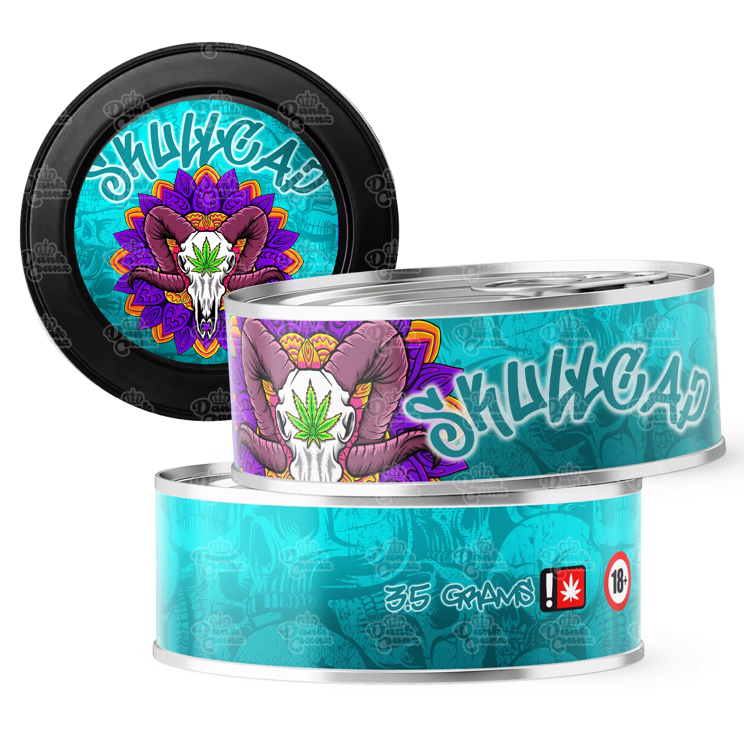Skullcap 3.5g Self Seal Tins - DC Packaging Custom Cannabis Packaging