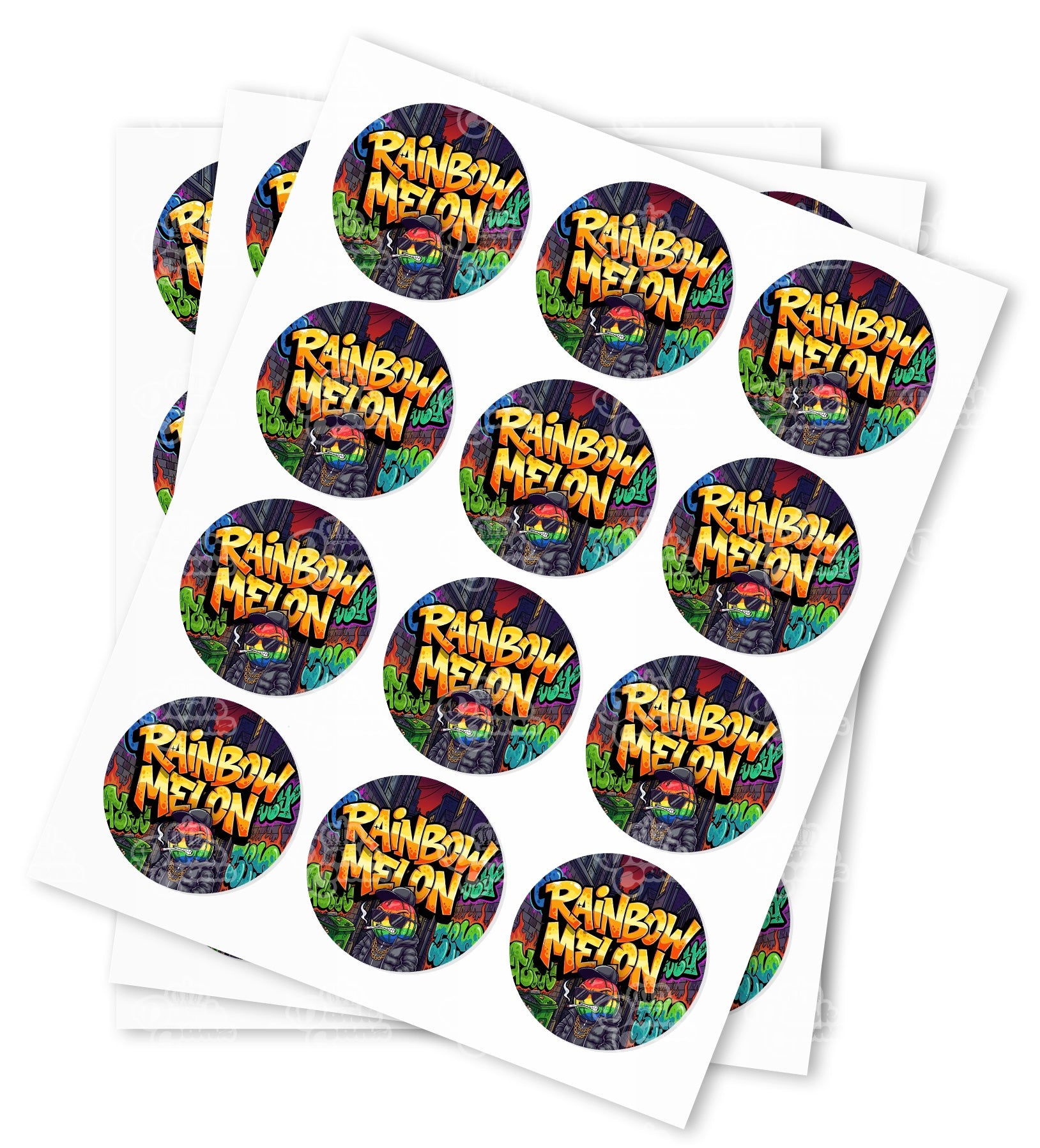 Rainbow Melon Strain Stickers - DC Packaging Custom Cannabis Packaging