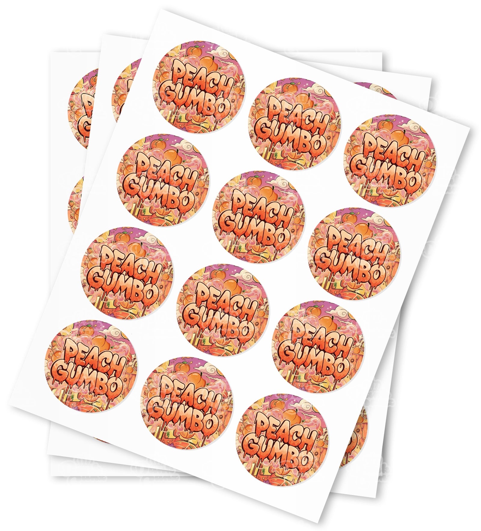 Peach Gumbo Strain Stickers - DC Packaging Custom Cannabis Packaging