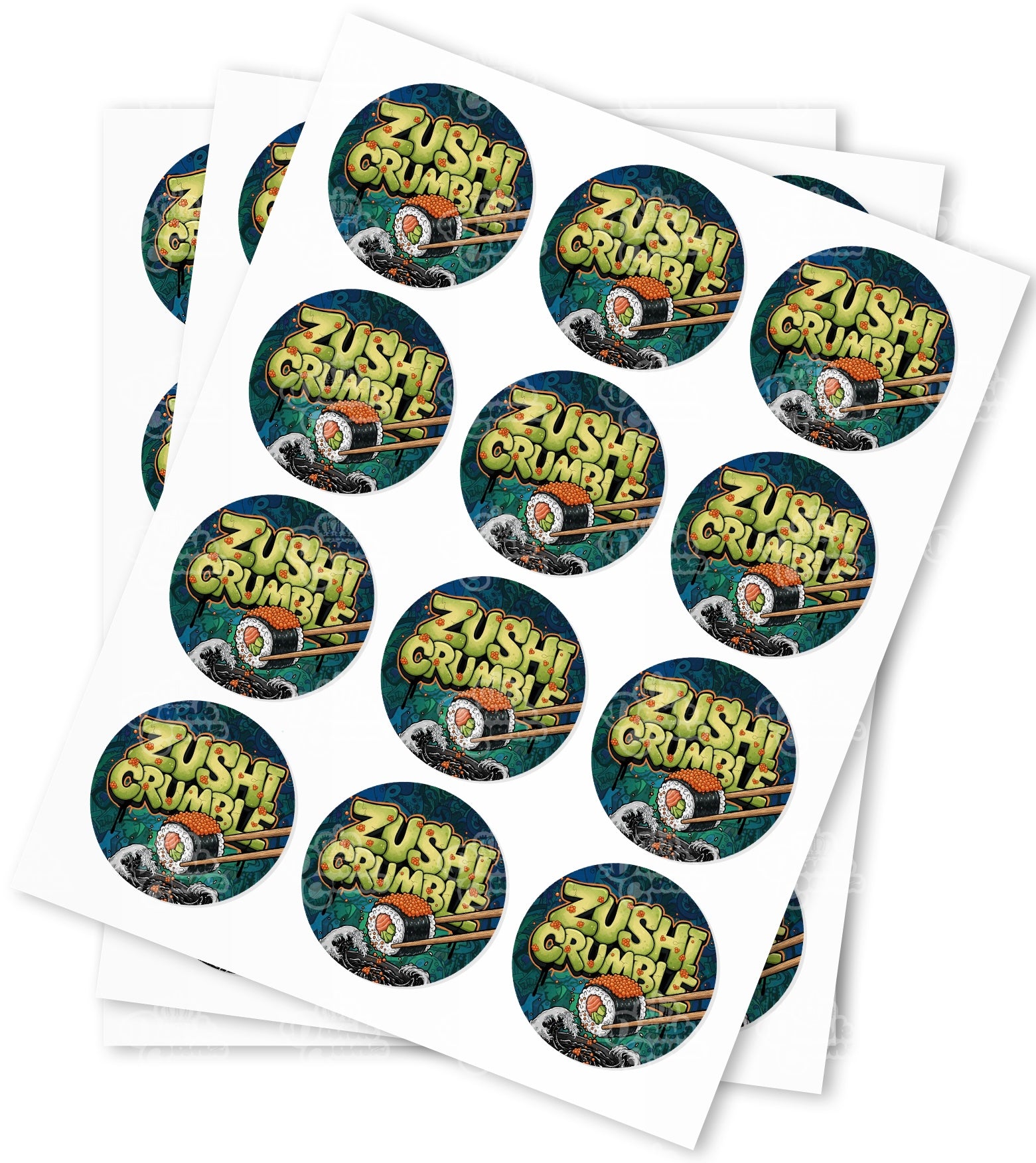 Zushi Crumble Strain Stickers - DC Packaging Custom Cannabis Packaging
