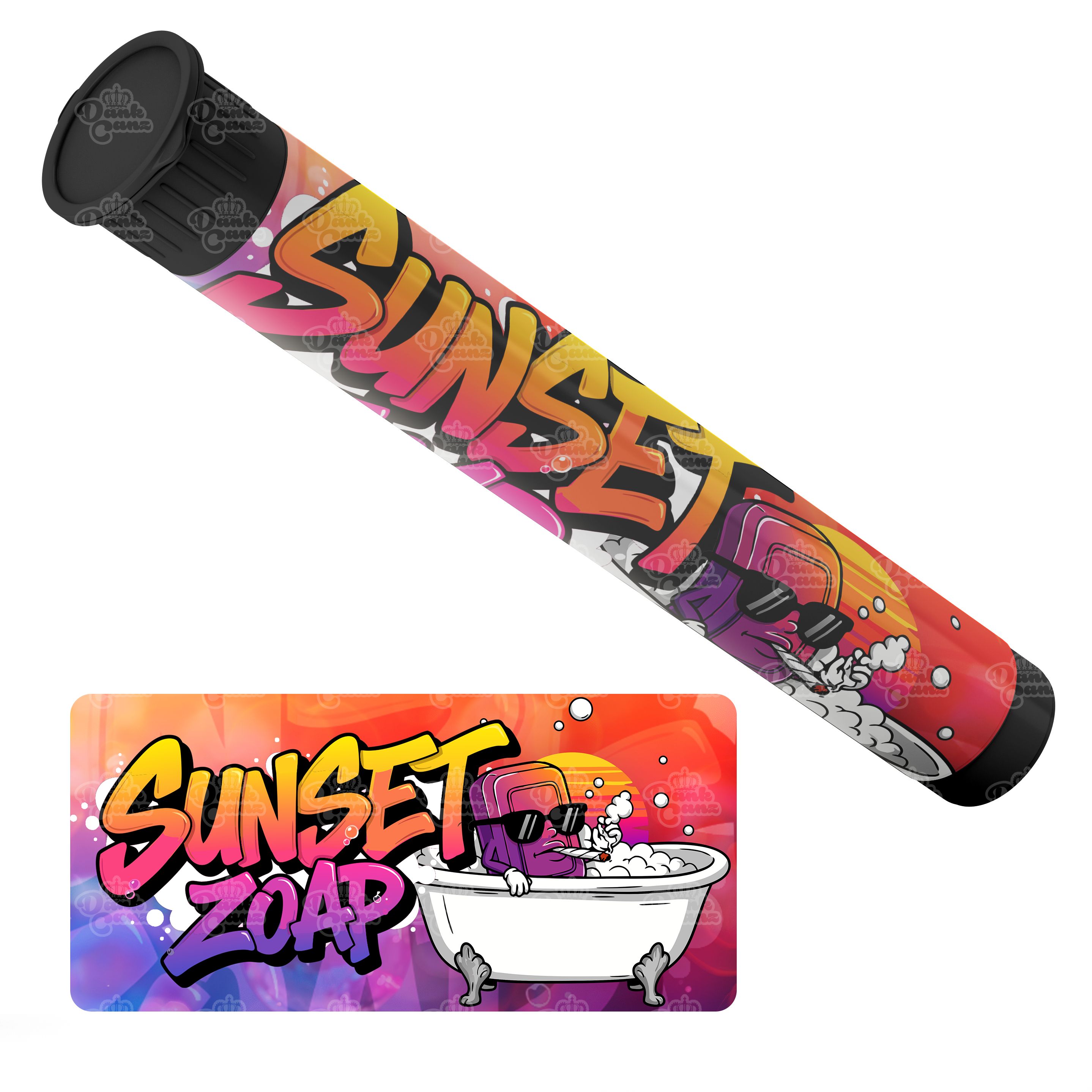 Sunset Zoap Pre Roll Tubes - Labelled - DC Packaging Custom Cannabis Packaging